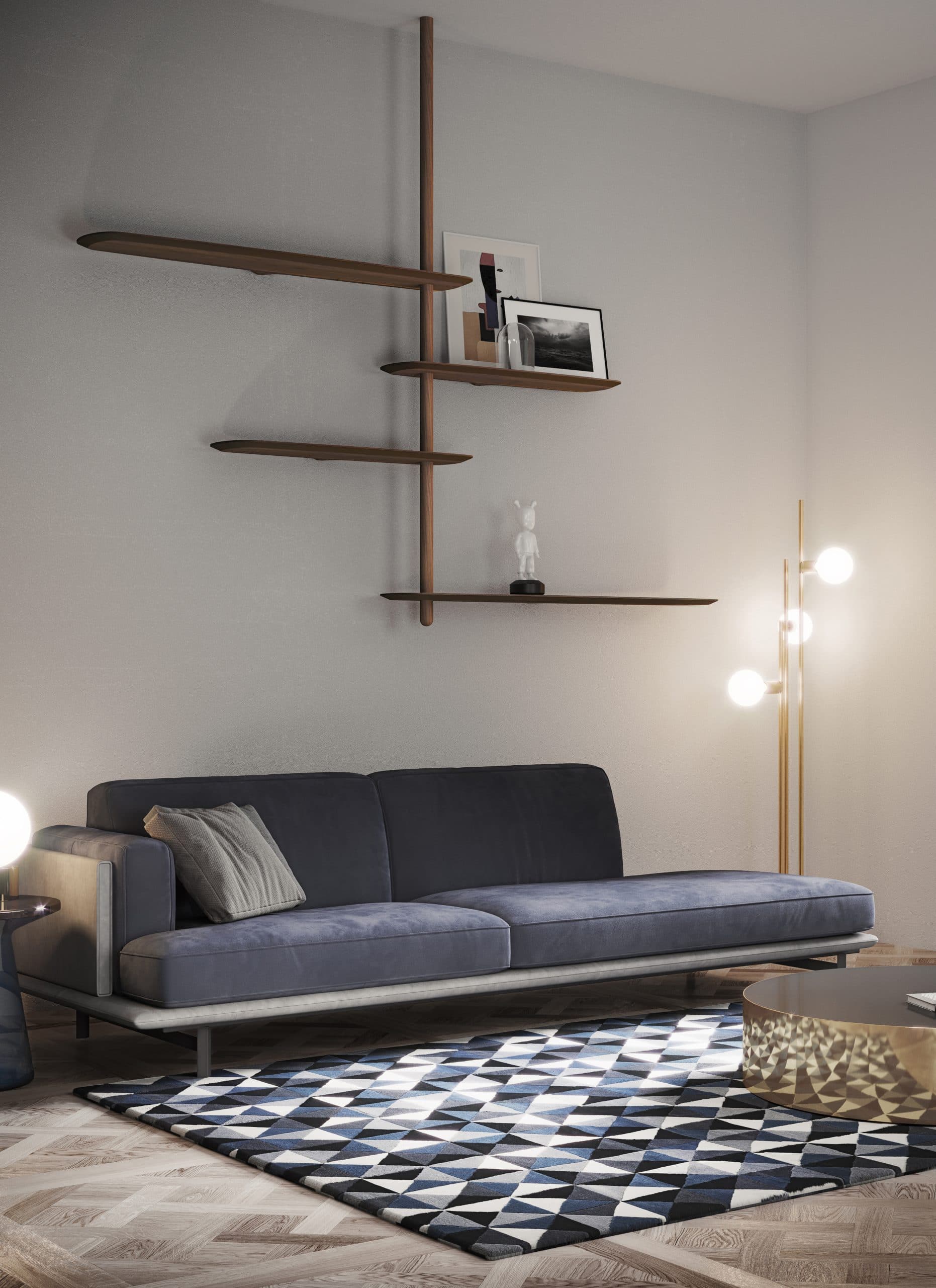 Wandregal UNICA - KONFIGURATION 07 Nussbaumfurnier