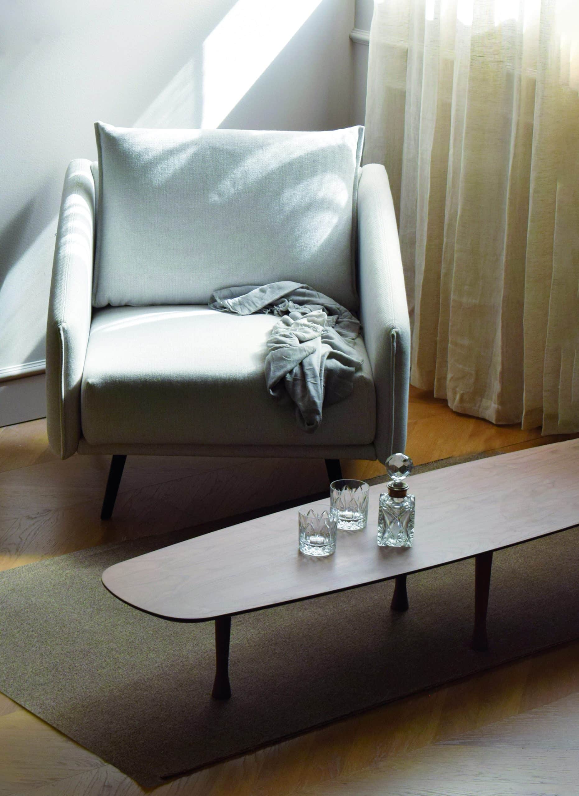 Unique oval coffee table walnut veneer