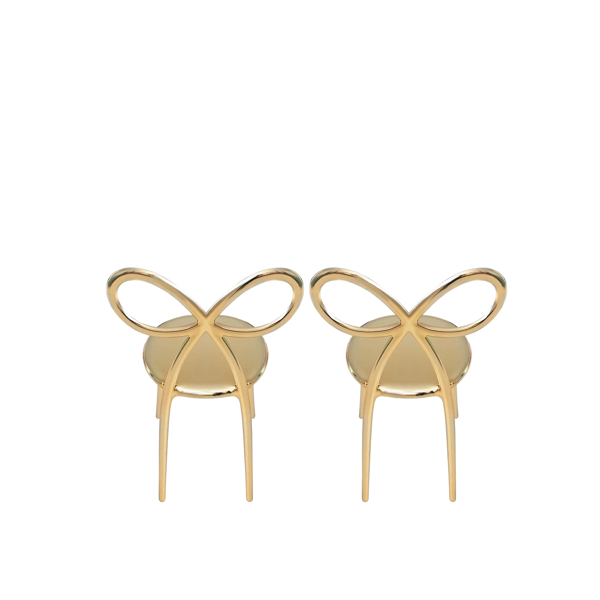 A set of 2 Ribbon golden chairs