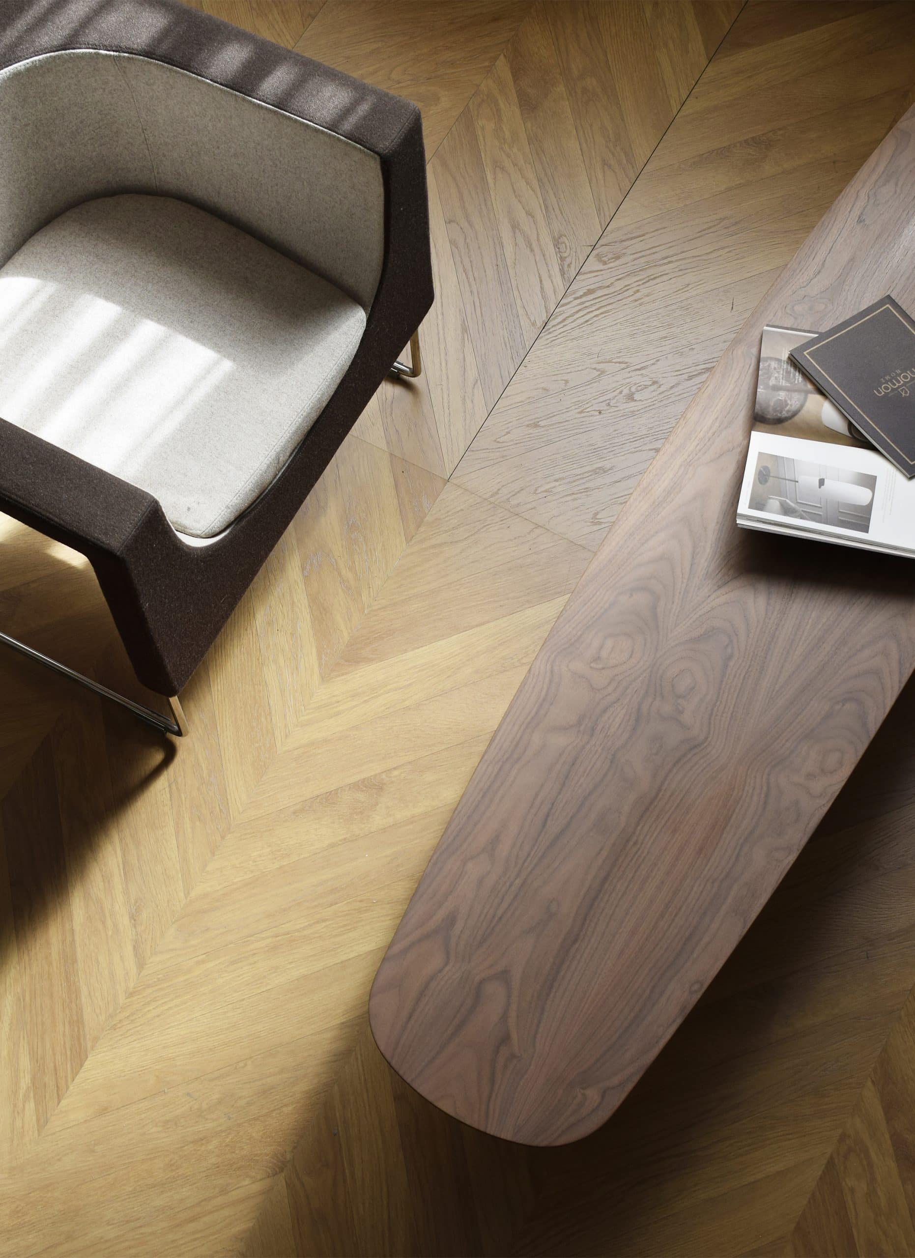 Unique oval coffee table walnut veneer