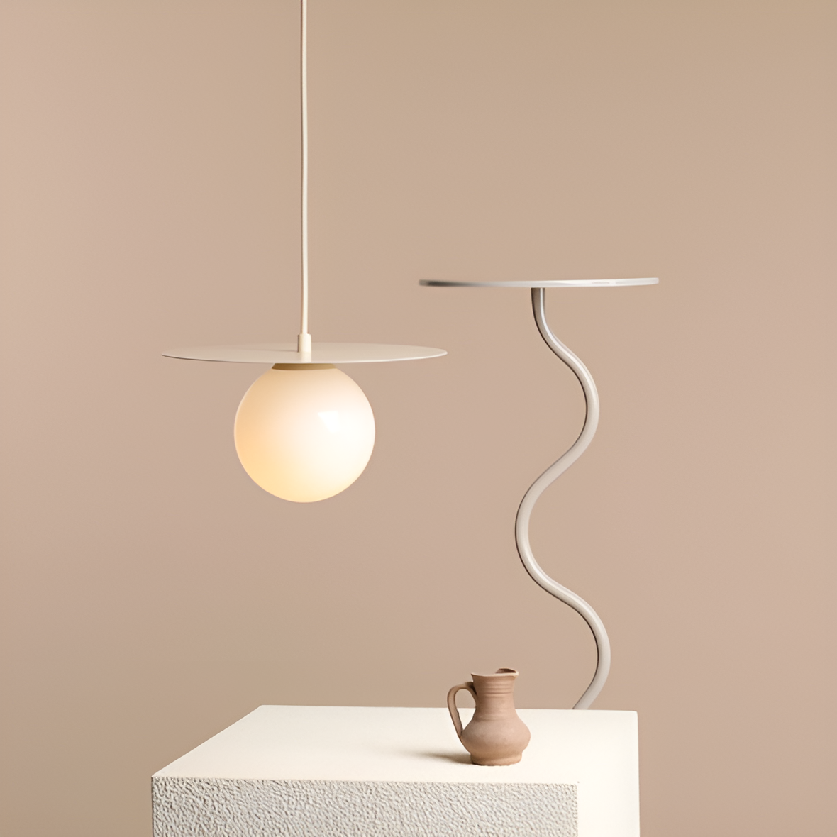Lampa wisząca LOOP kremowy – plecionka