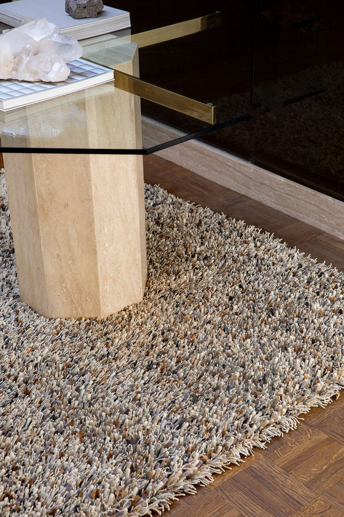 Teppich mit langem Flor SPRING beige-grau