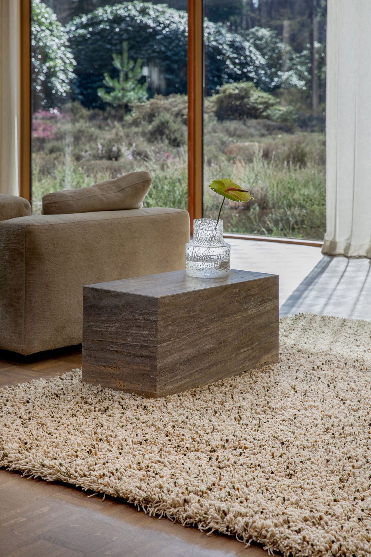 SPRING long pile rug beige-green