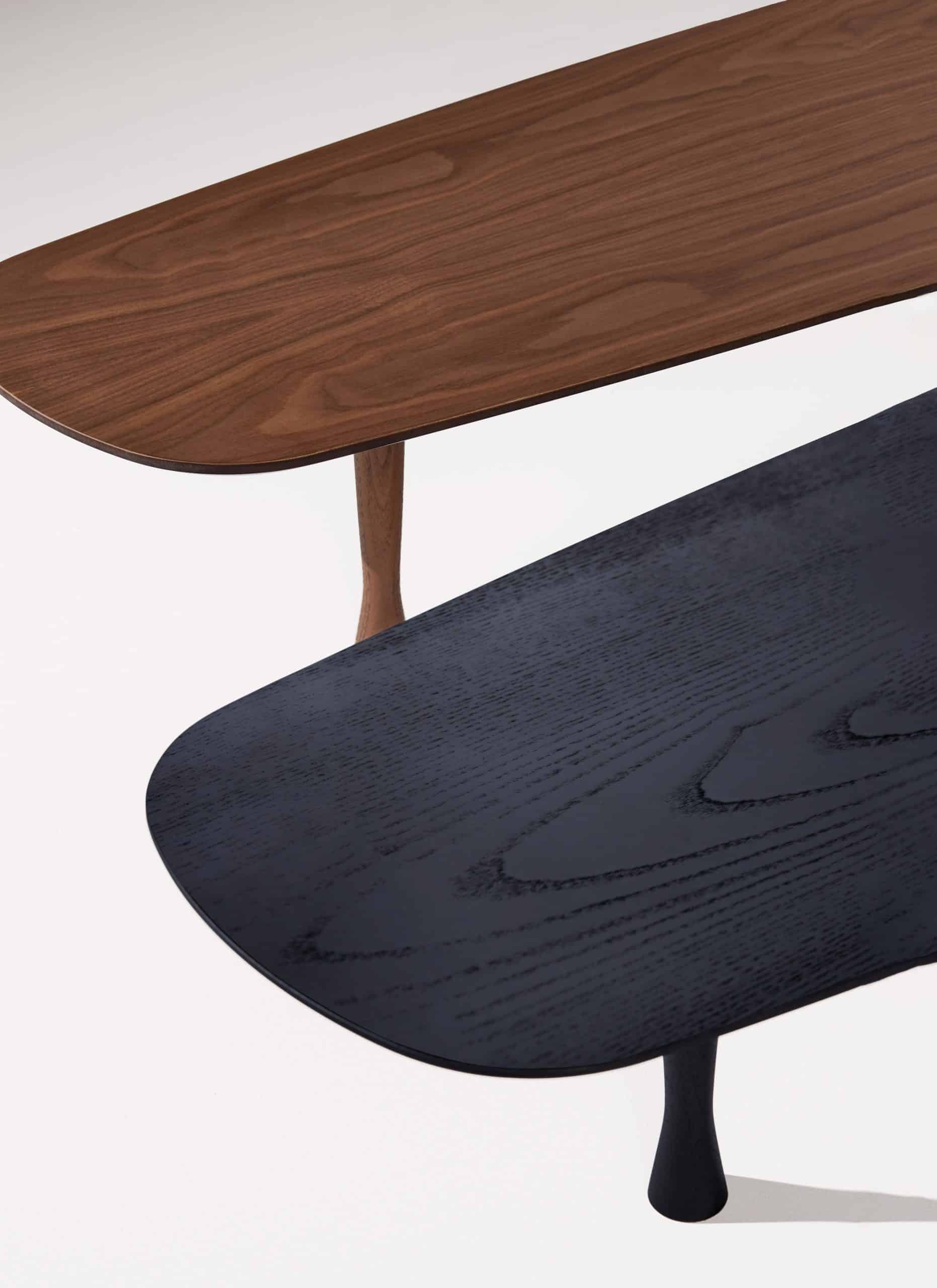 Unique oval coffee table walnut veneer