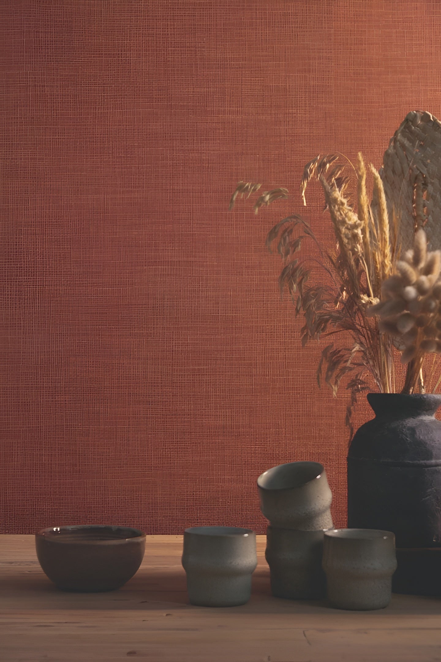 Structuurtapijt dat linnen doek imiteert SHINOK - ELEPHANT warm grijs