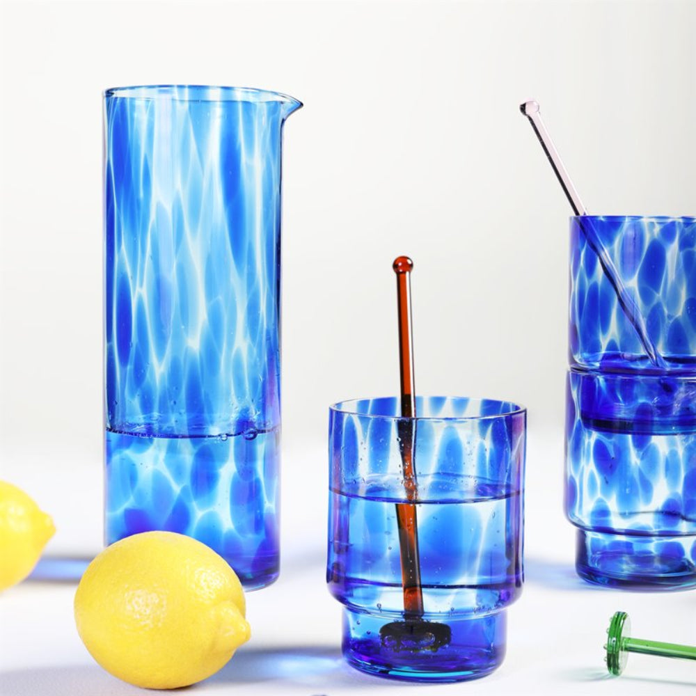 Set van glazen TORTOISE blauw glas