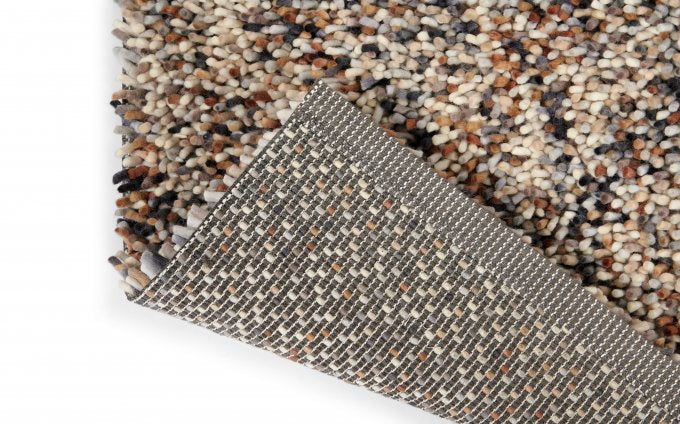 Beige-gray DOTS rug with long pile