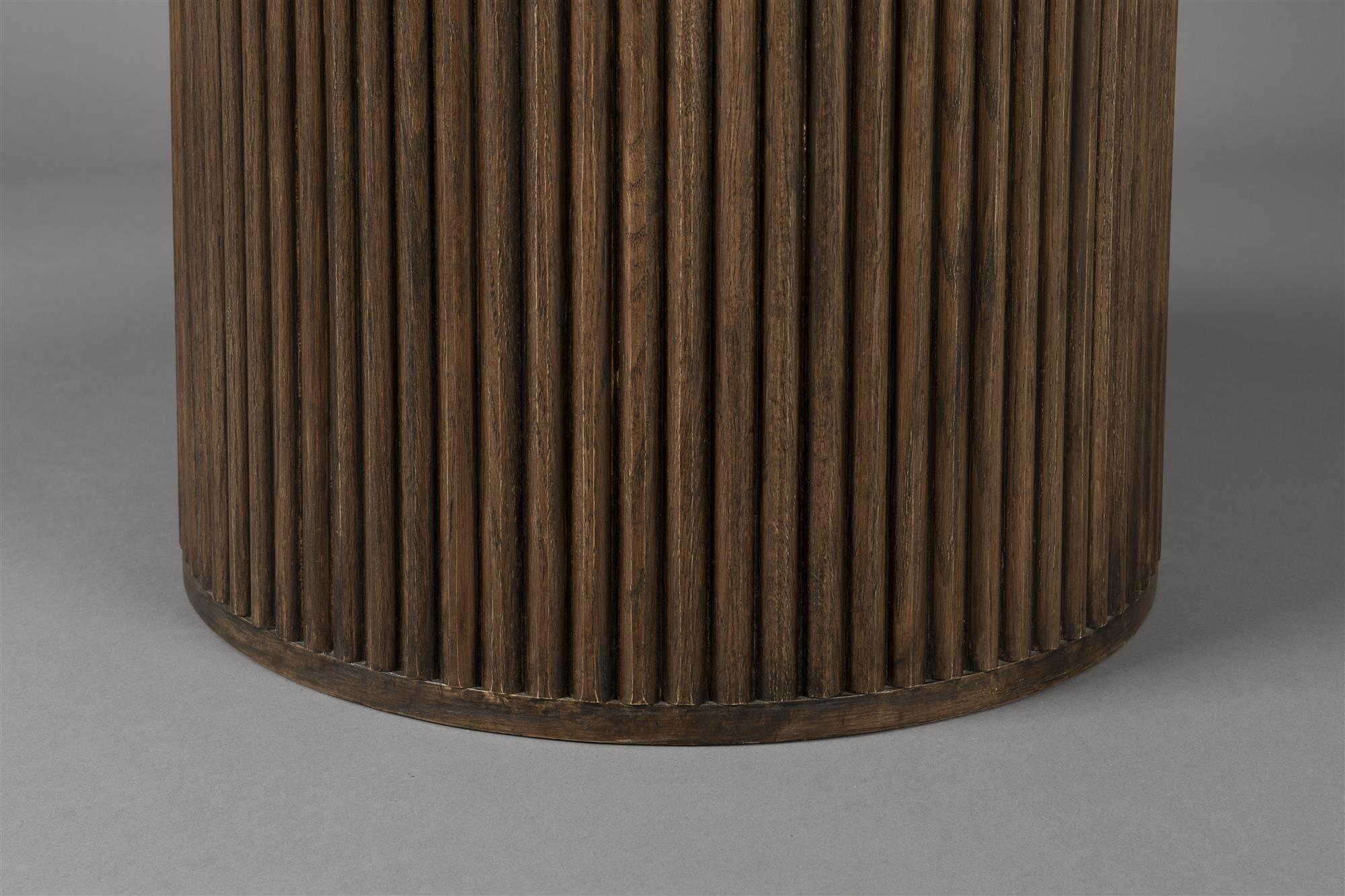 Ronde tafel ARDA crème travertijn met eikenhout