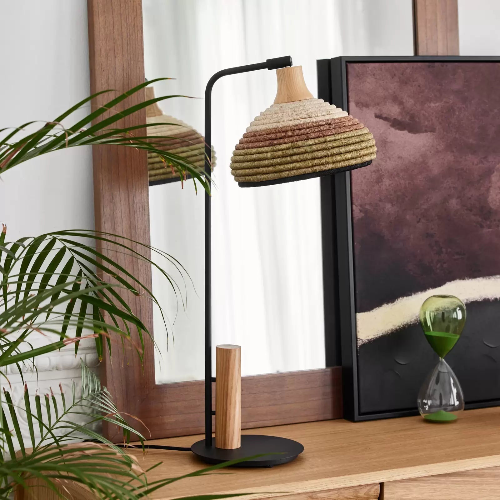 Lampa stołowa GRASS zielony – drewno