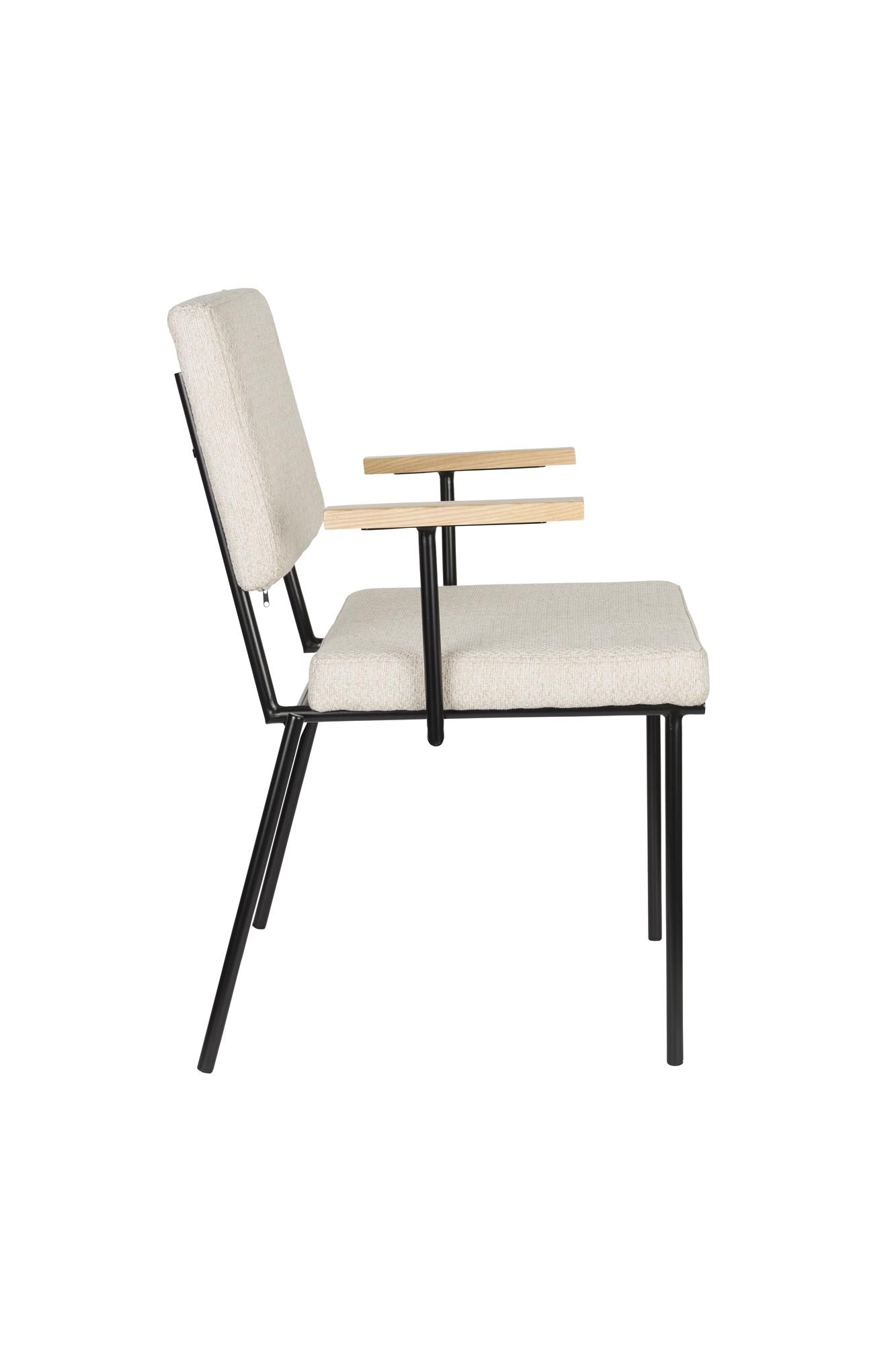 FELLOW fauteuil met armleuningen beige met zwarte basis