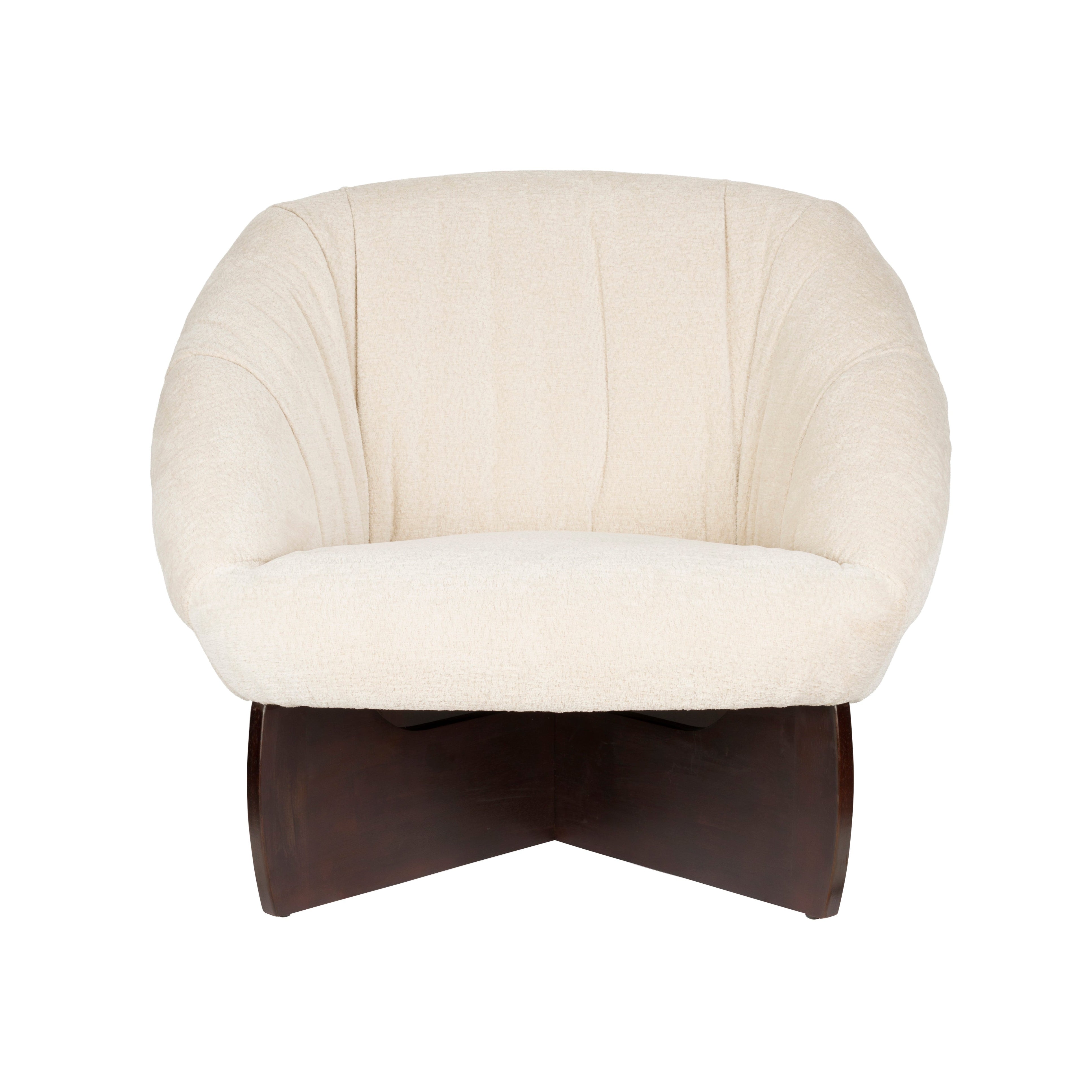 Beige EMILIUS fauteuil met houten basis