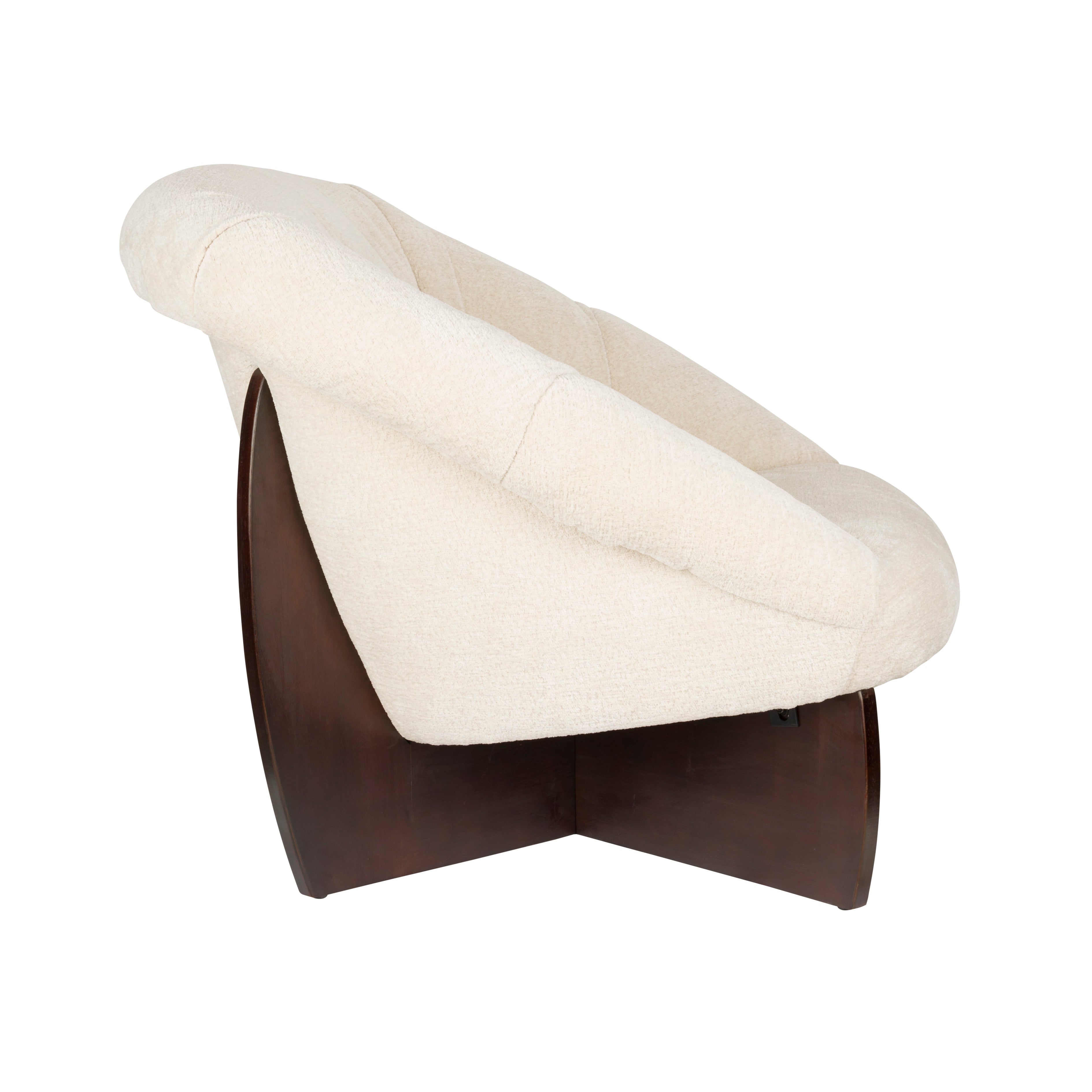 Beige EMILIUS fauteuil met houten basis