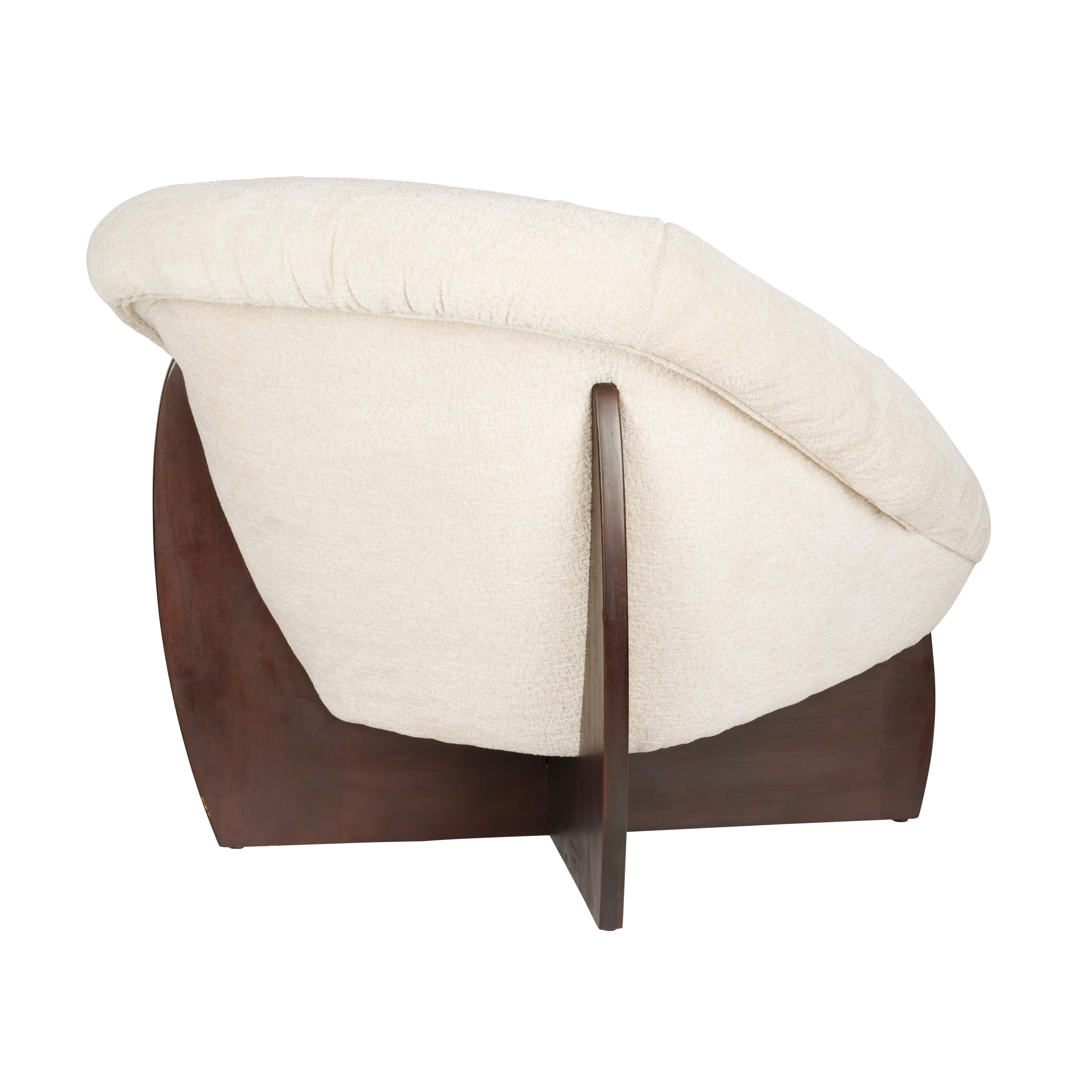 Beige EMILIUS fauteuil met houten basis