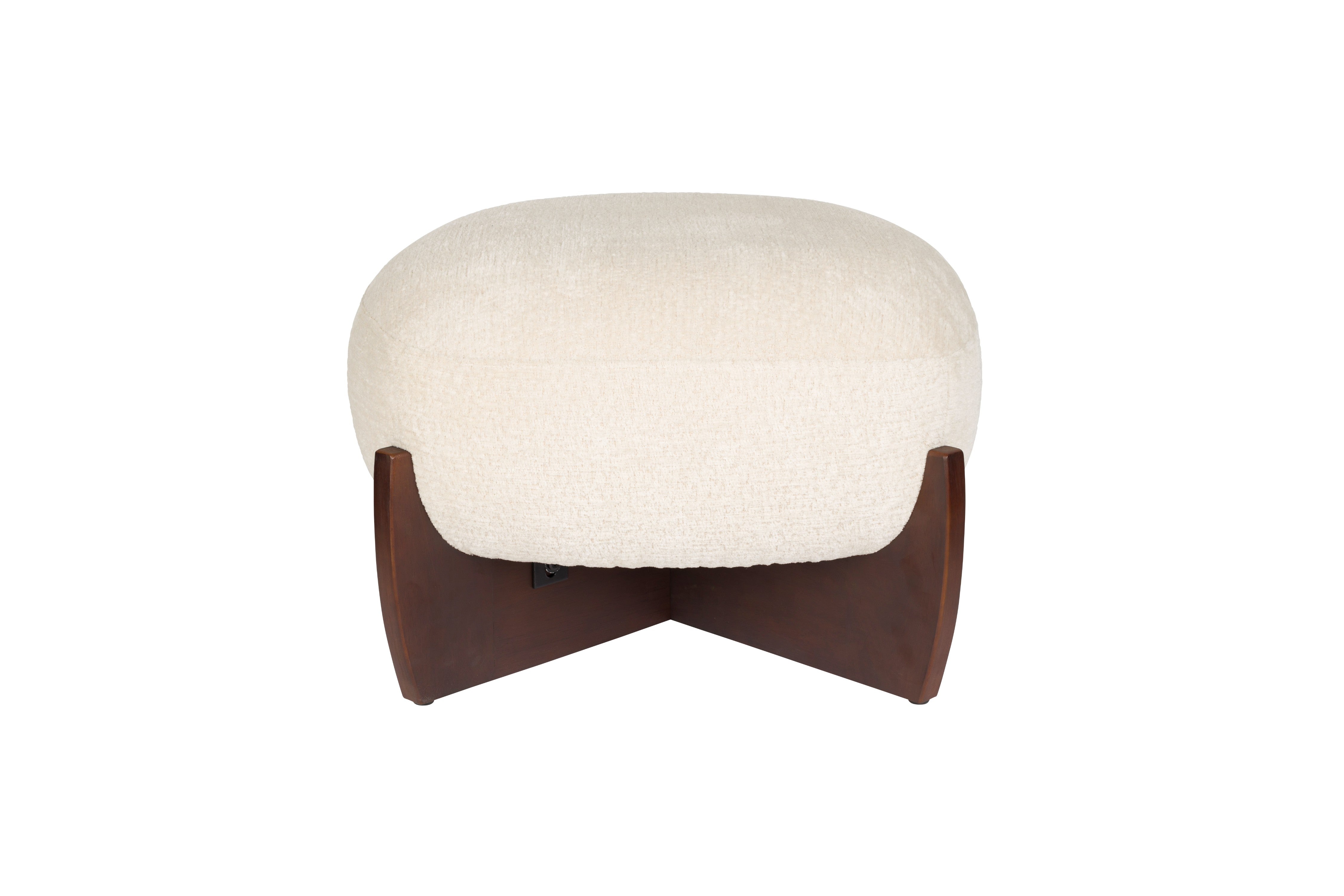 Puf EMILIUS beige mit Holzfuß