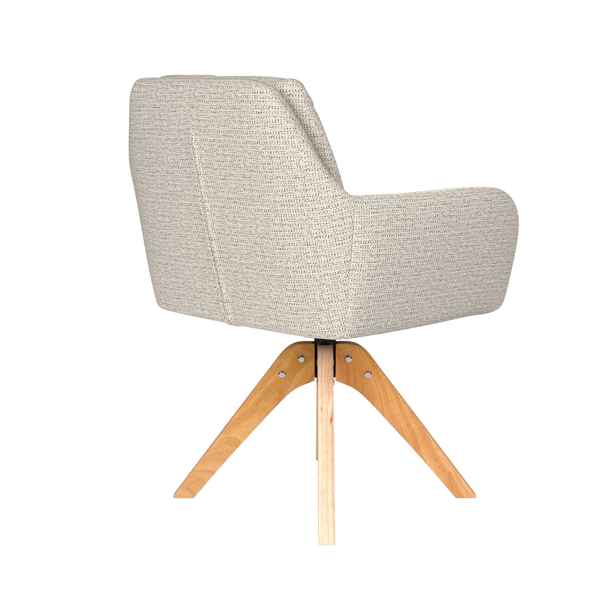 PETE swivel chair white mélange with wooden base