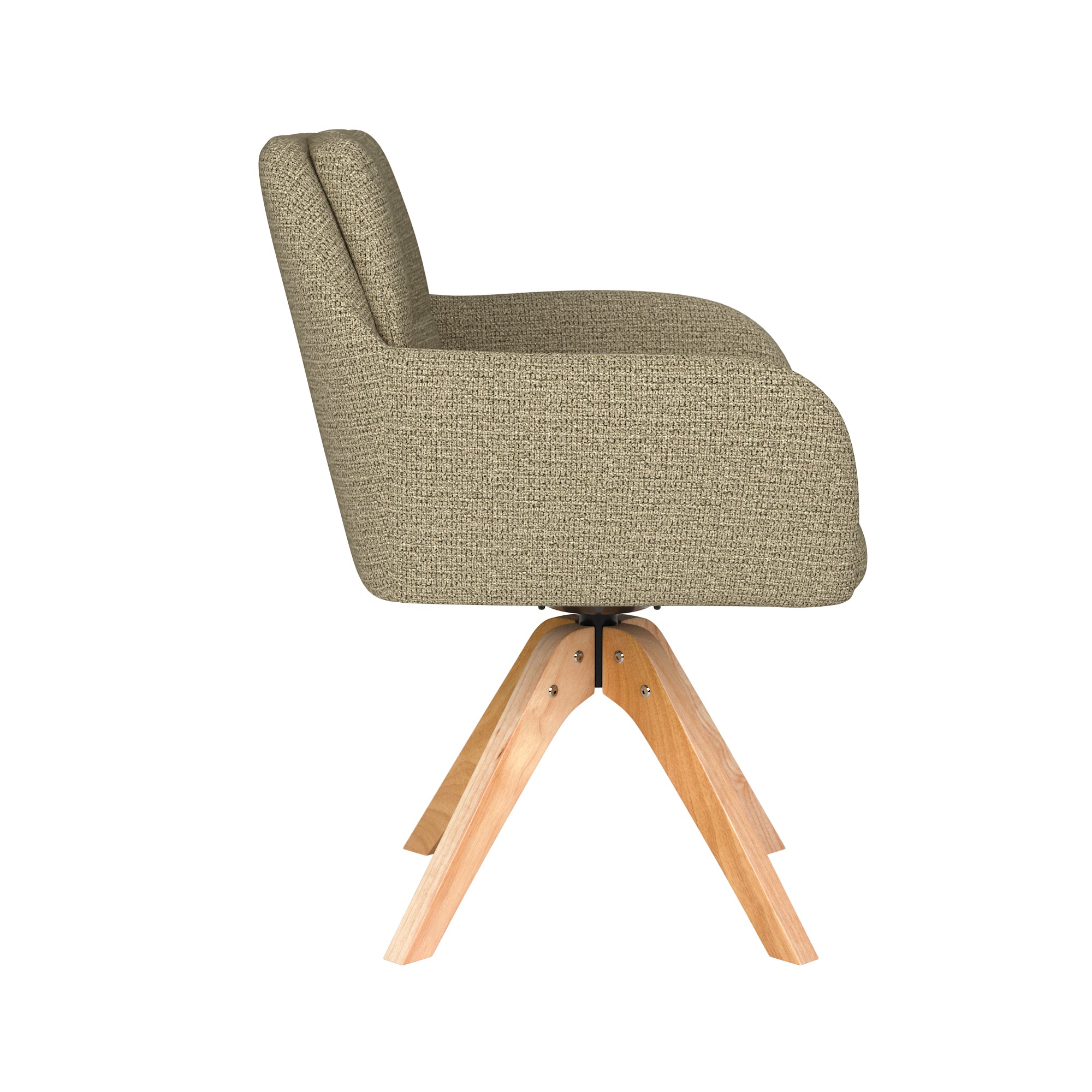 PETE green swivel chair with wooden base