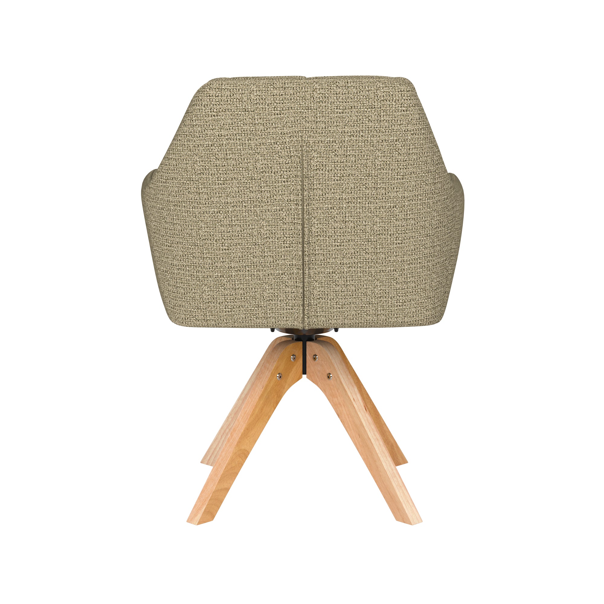 PETE green swivel chair with wooden base