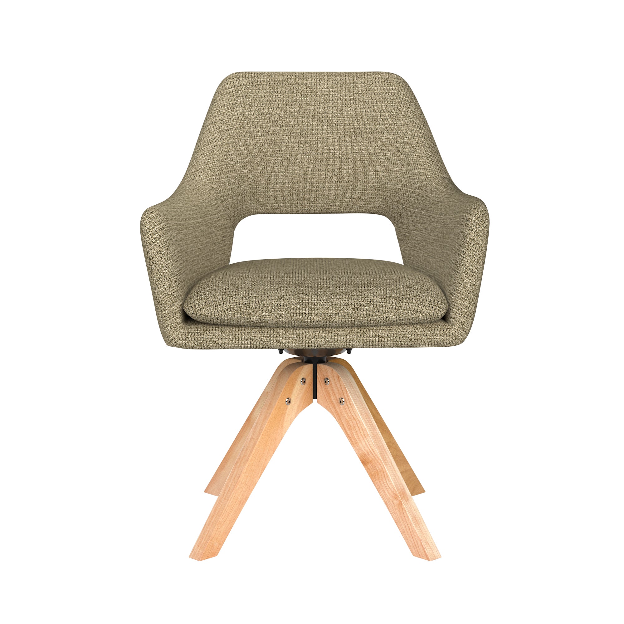 MOS green swivel chair with wooden base