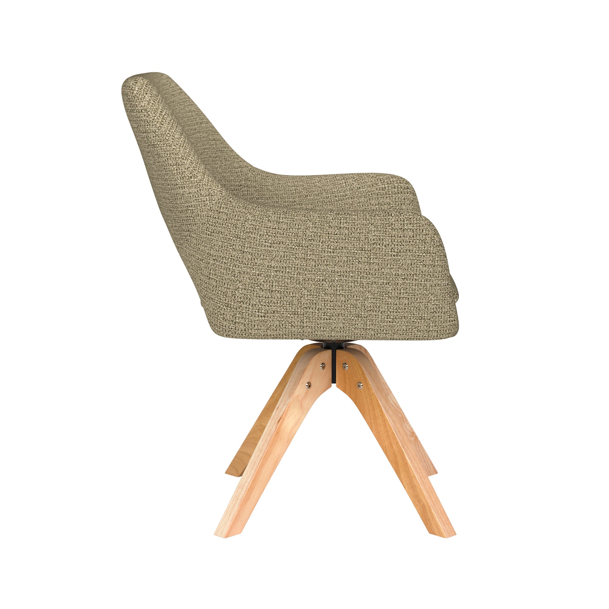 MOS green swivel chair with wooden base