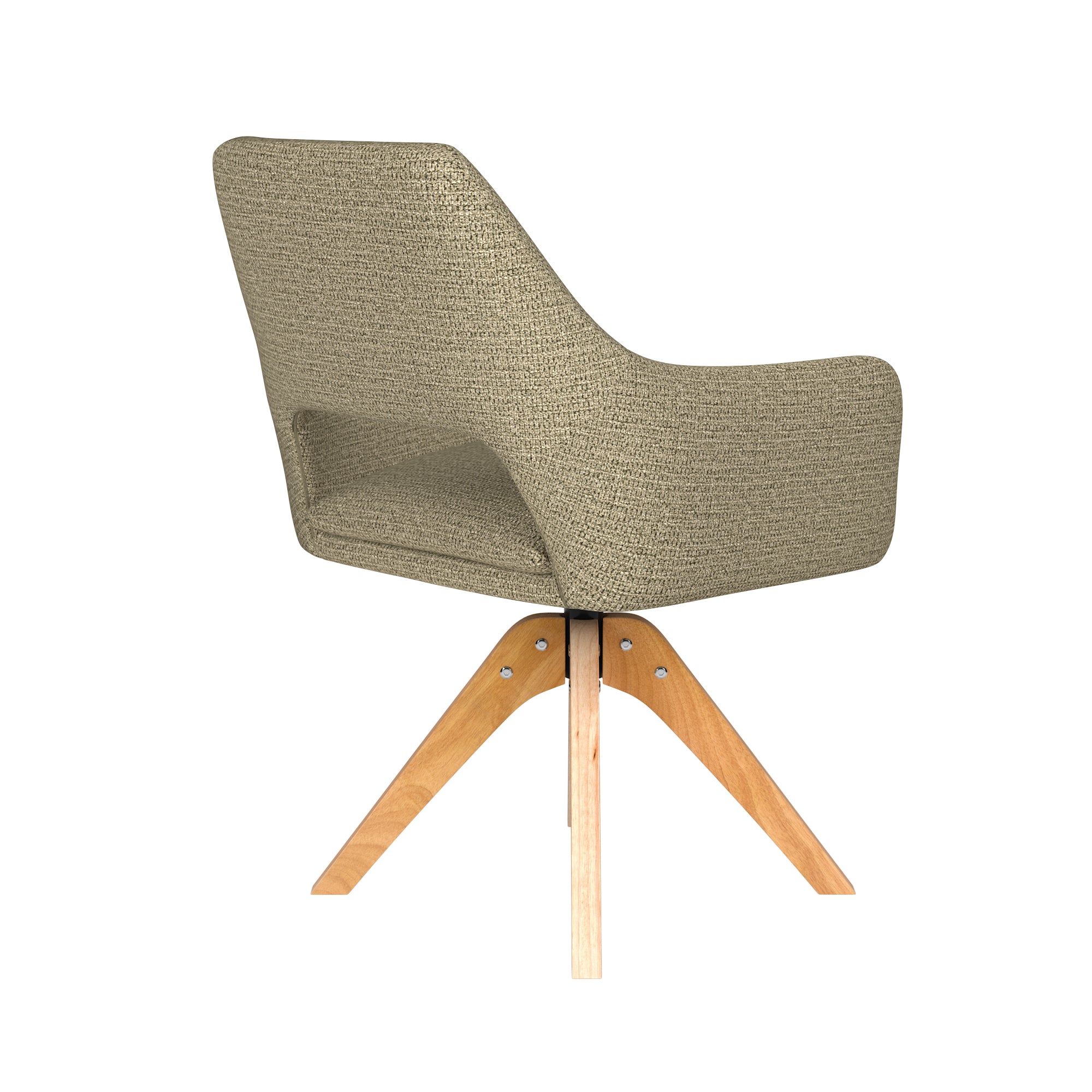 MOS green swivel chair with wooden base