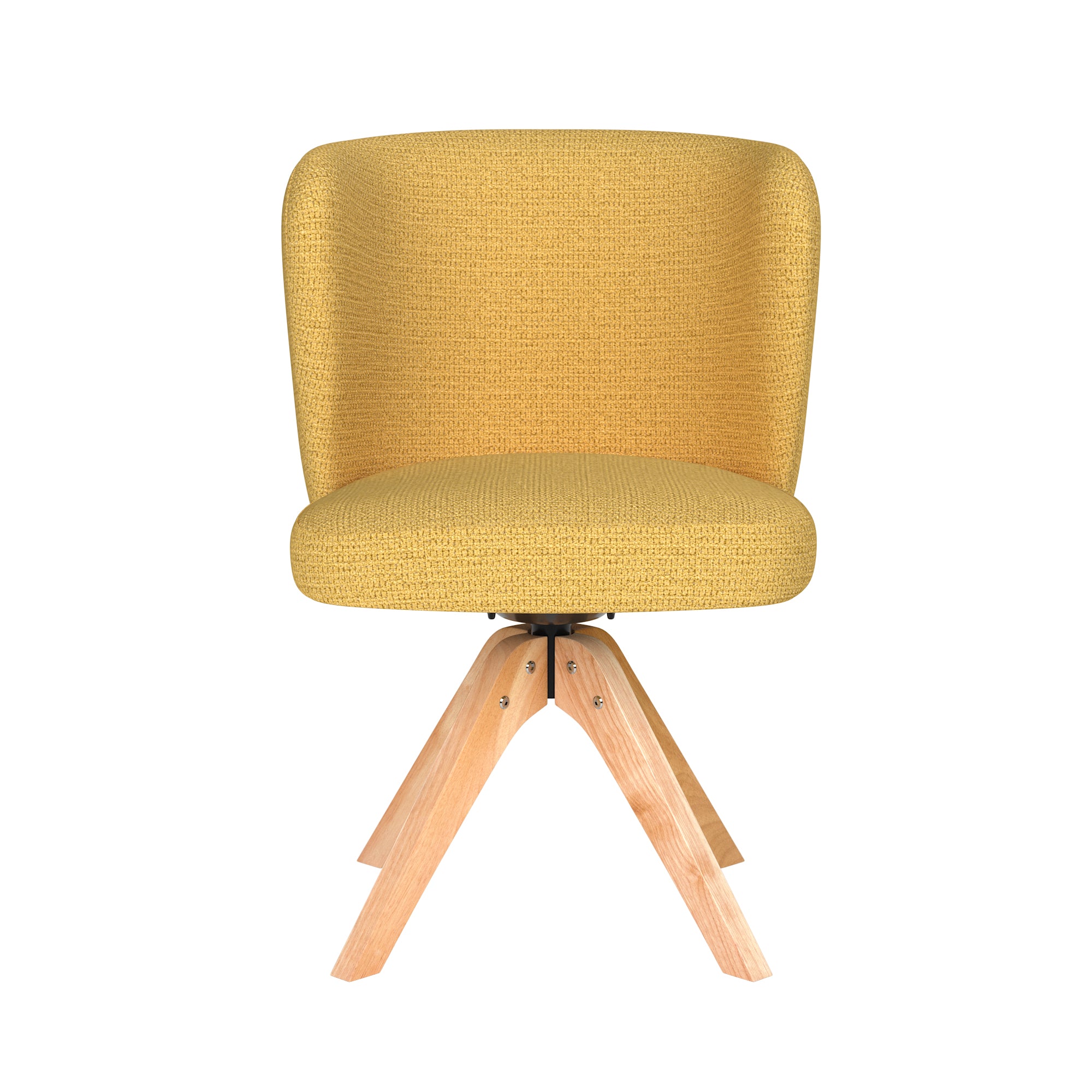 STAN yellow swivel chair with wooden base