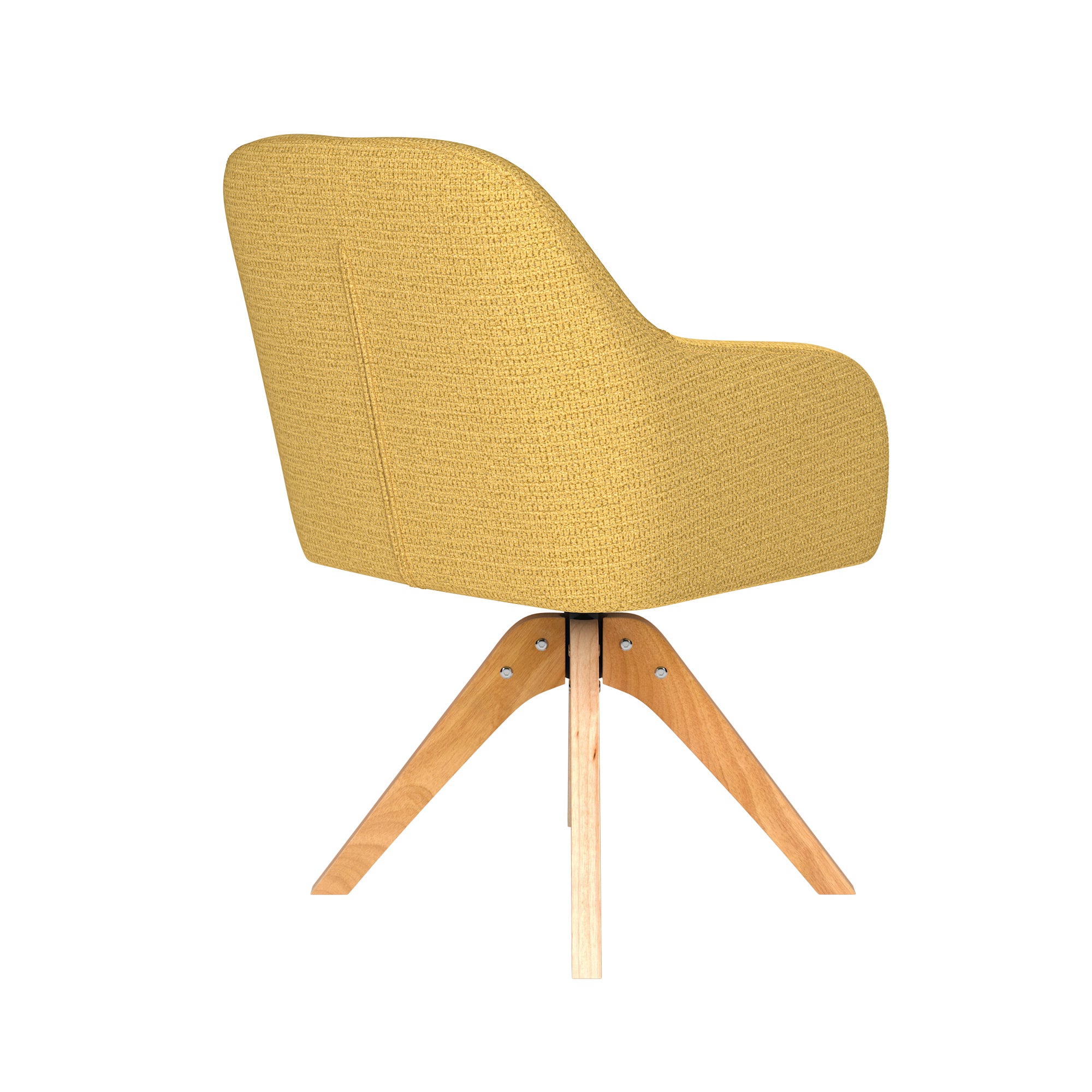 OTIS yellow swivel chair with wooden base