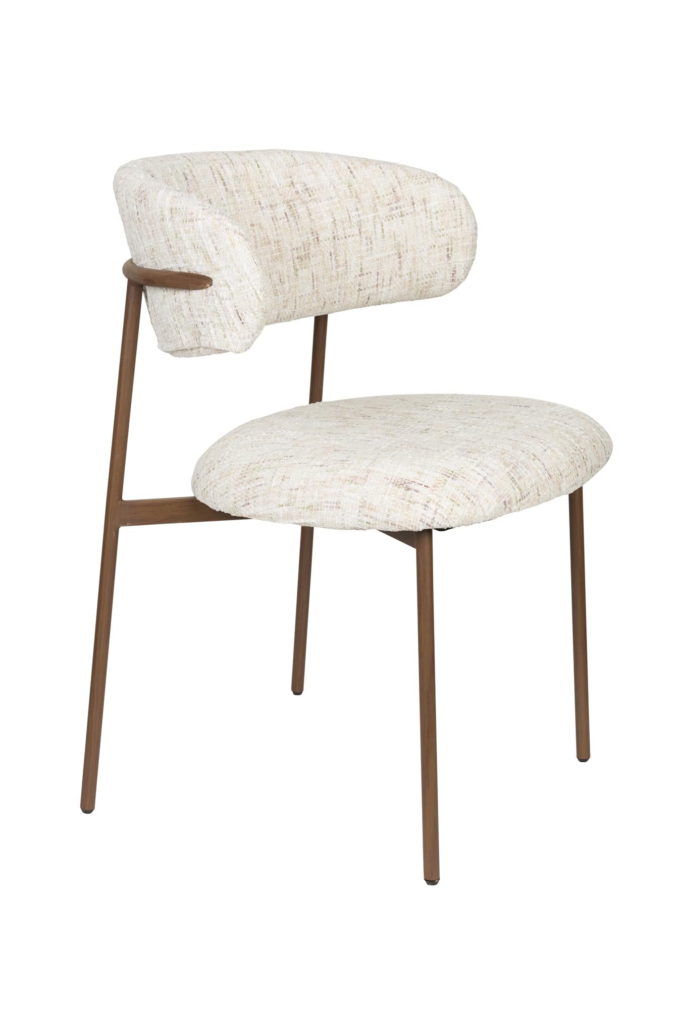 Stuhl CLAES weiß mit braunem Gestell