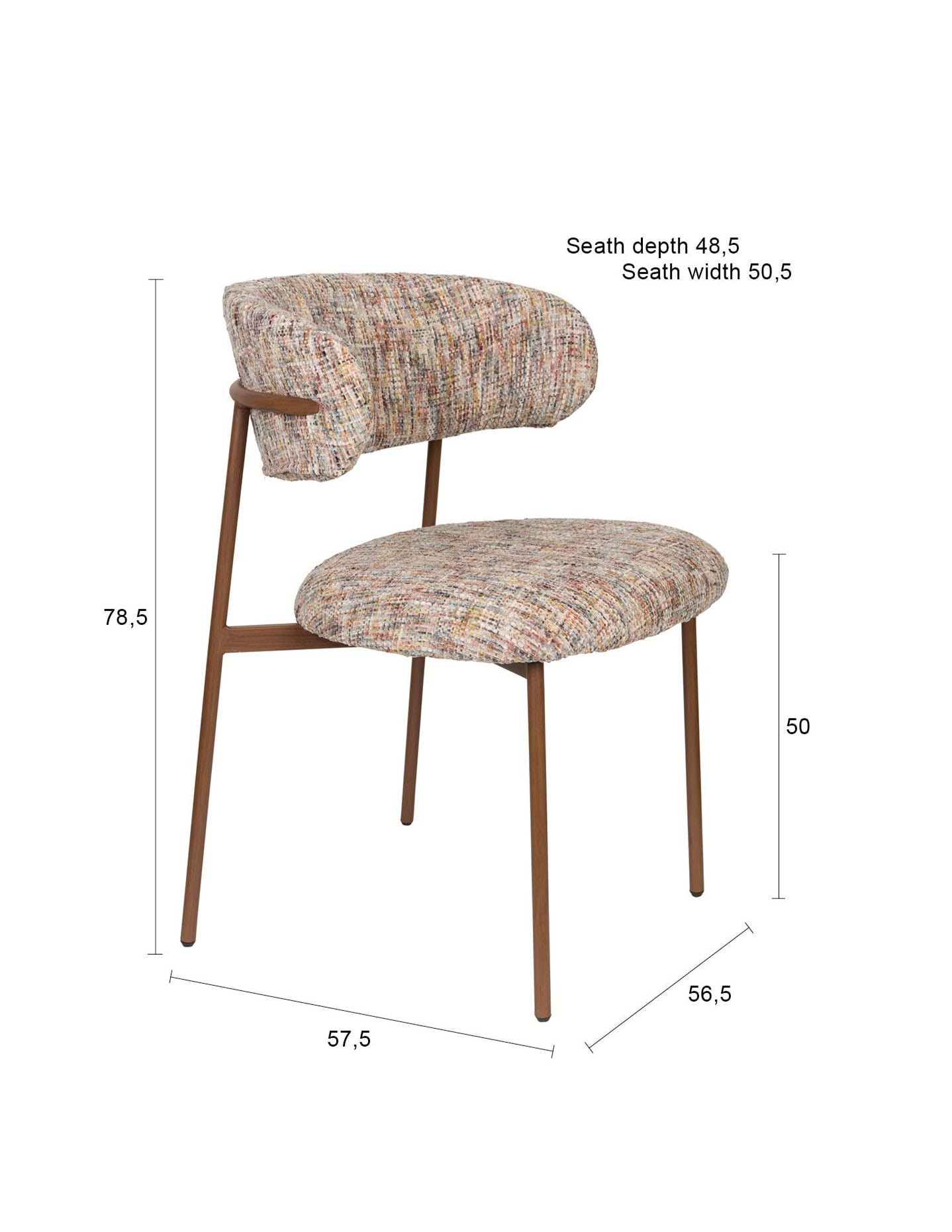 Stoel CLAES beige melange met bruine basis