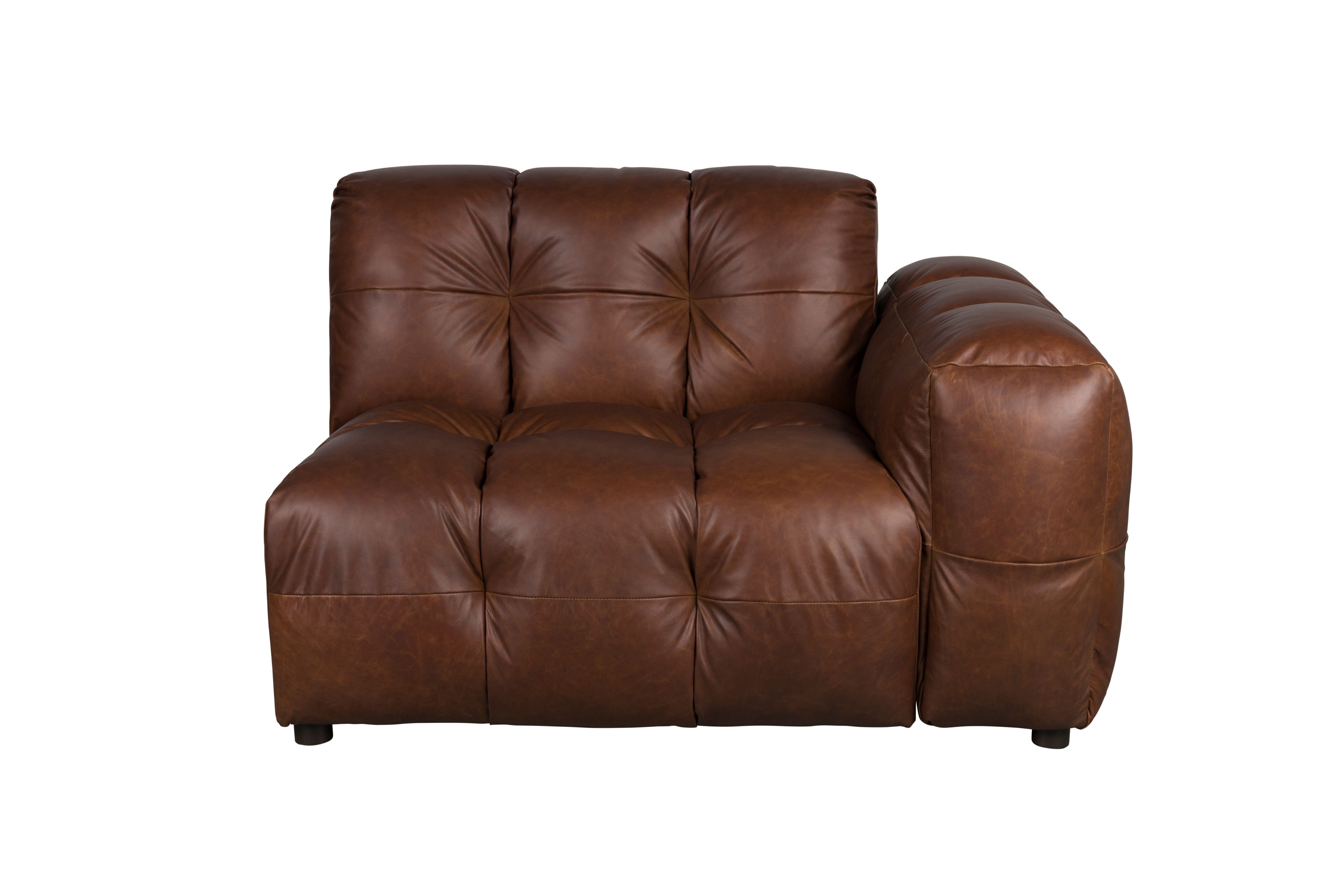 HACKMAN Modular Sofa - Right-End Element in Chocolate Leather