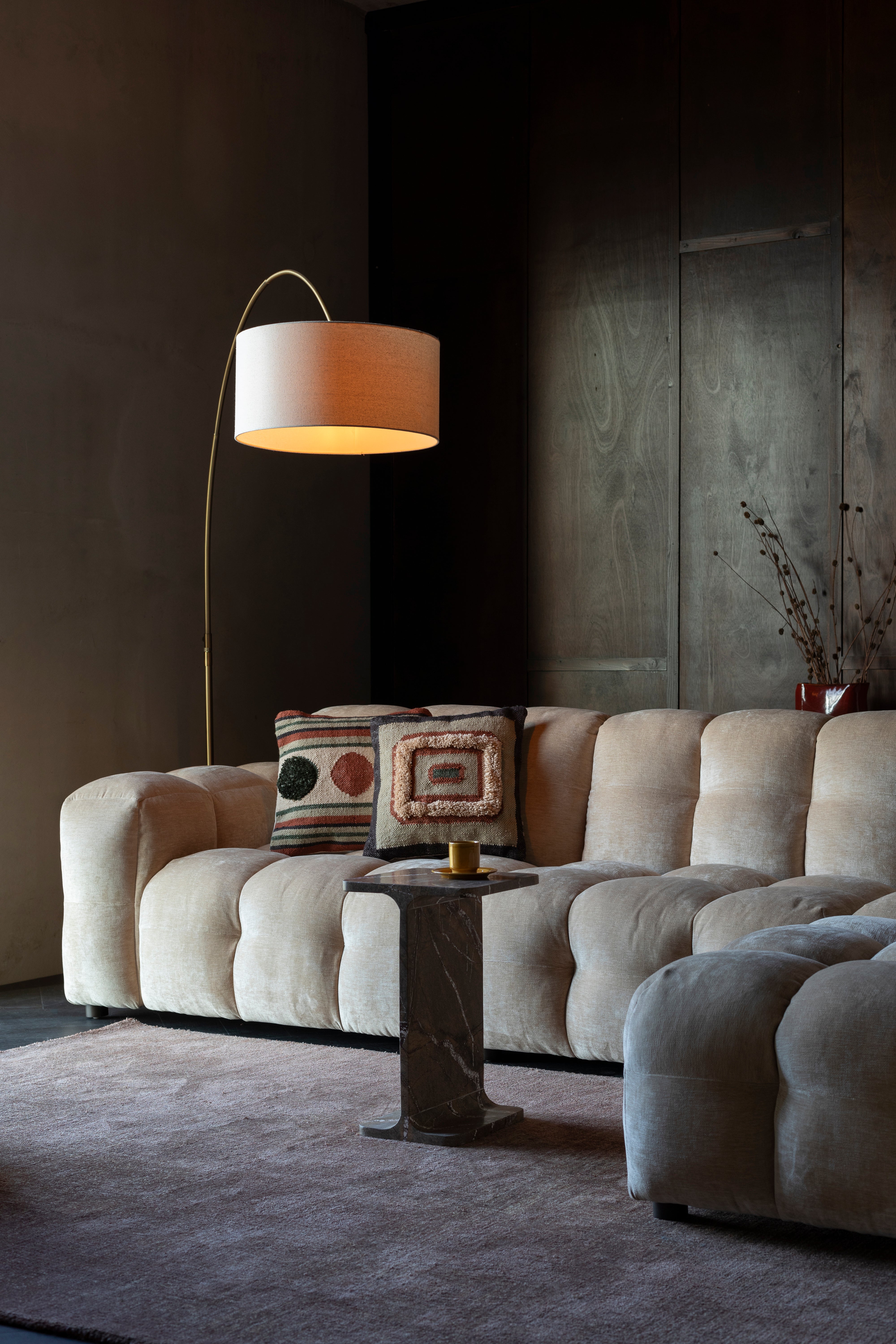 4.5-seater HACKMAN sofa beige velvet