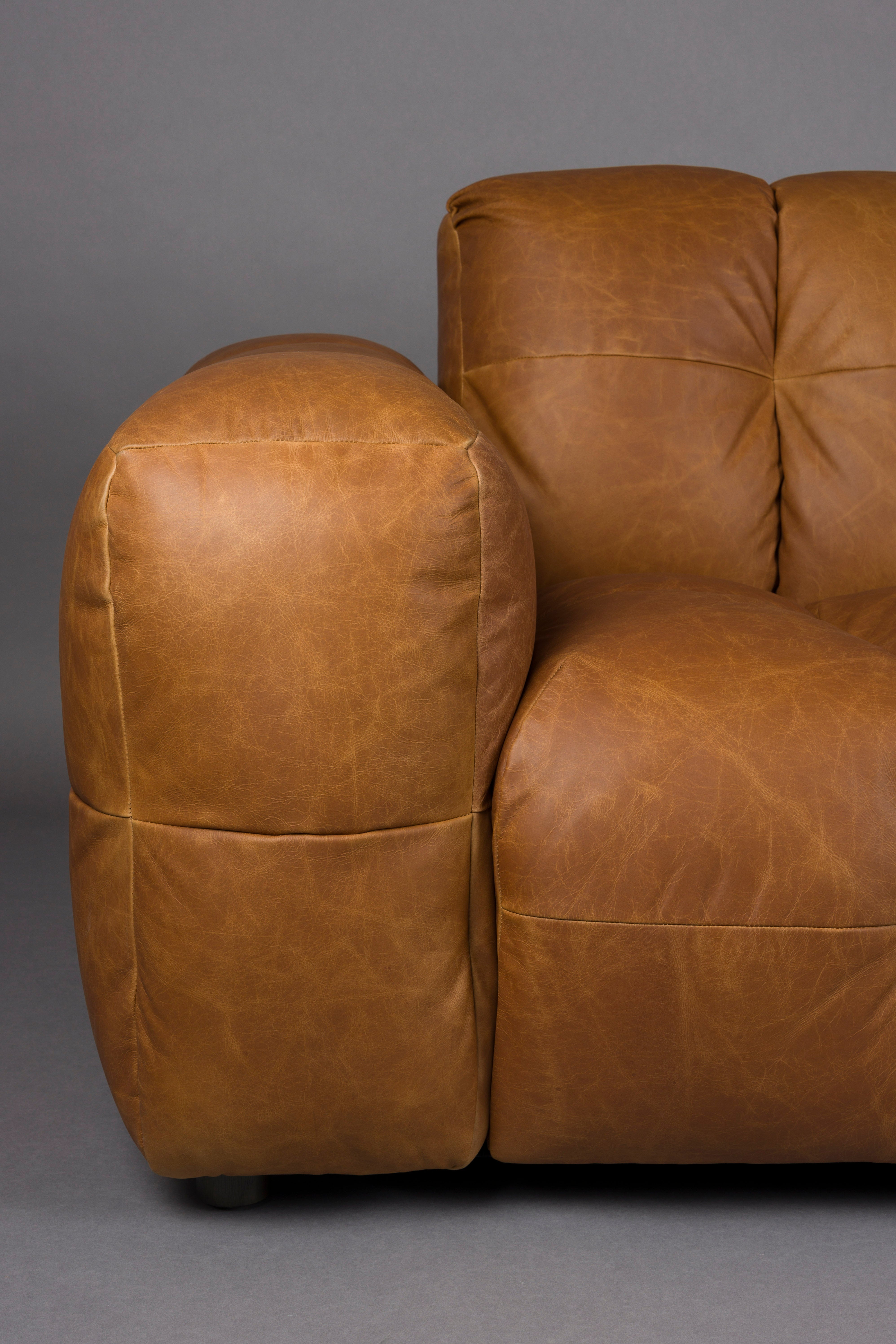 4.5-seater HACKMAN sofa in cognac leather