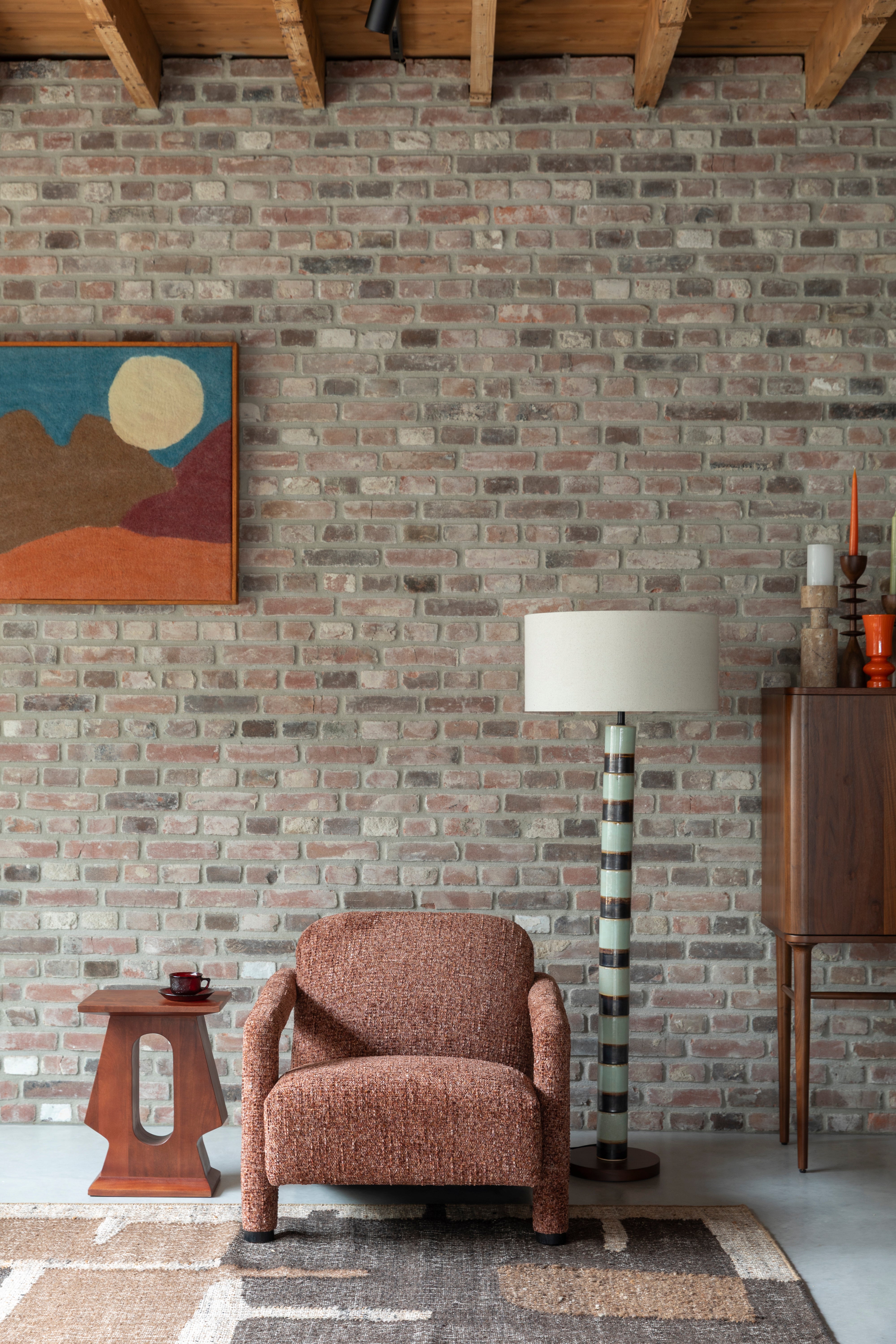 Fauteuil KENT bordeaux met rood