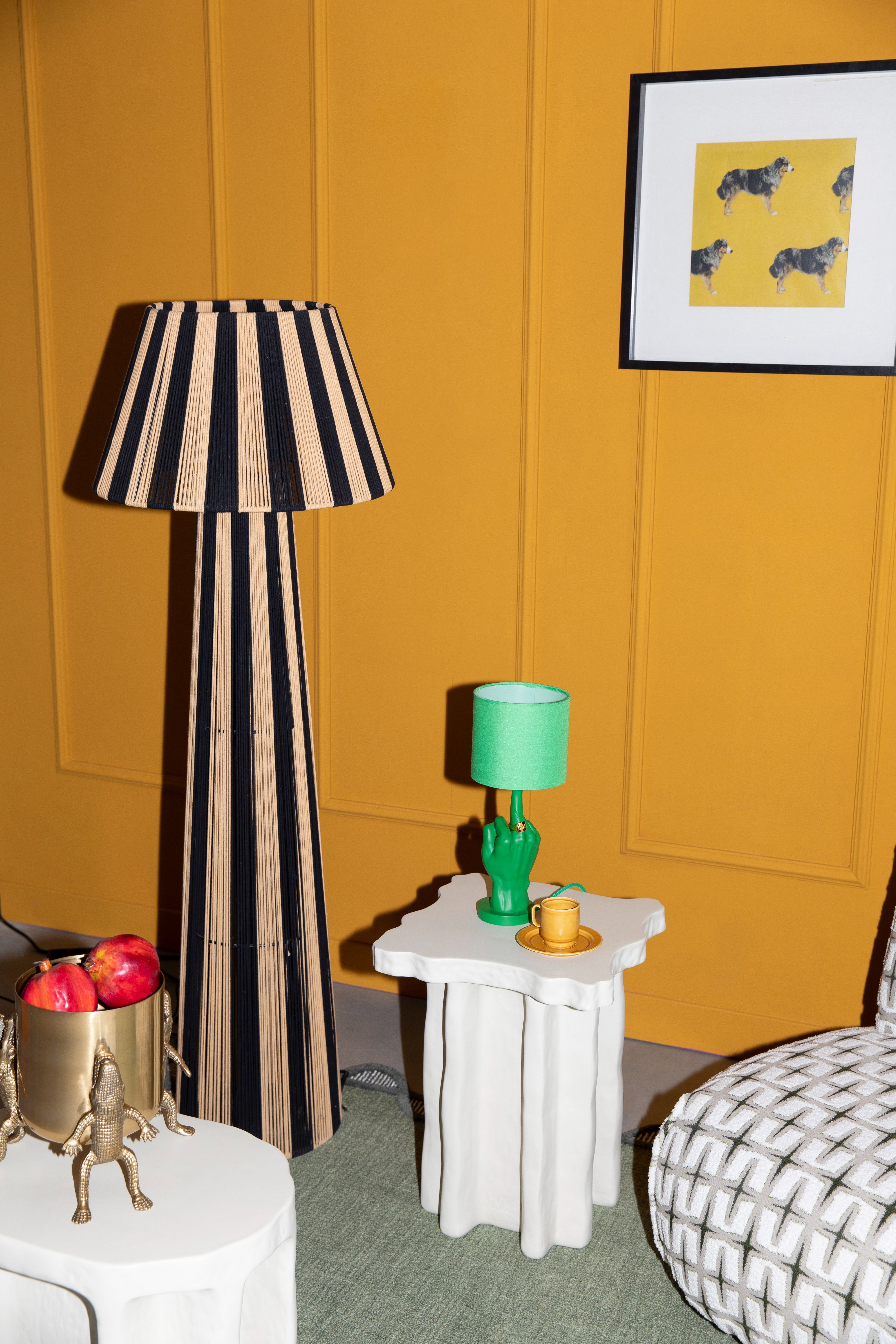 Vloerlamp STRIPE IT UP lichtbruin met zwart