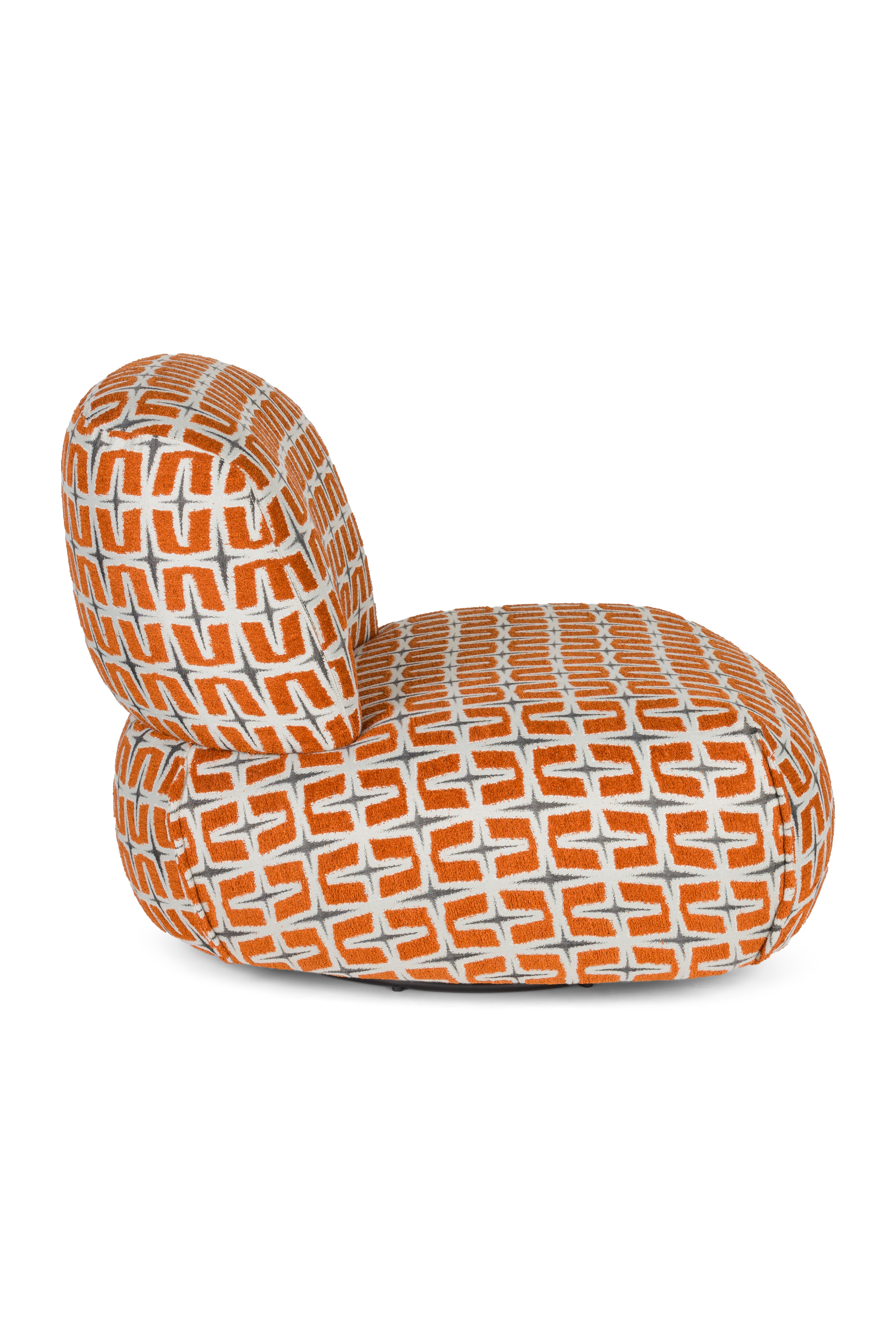 Oranje RITZ fauteuil met geometrisch patroon