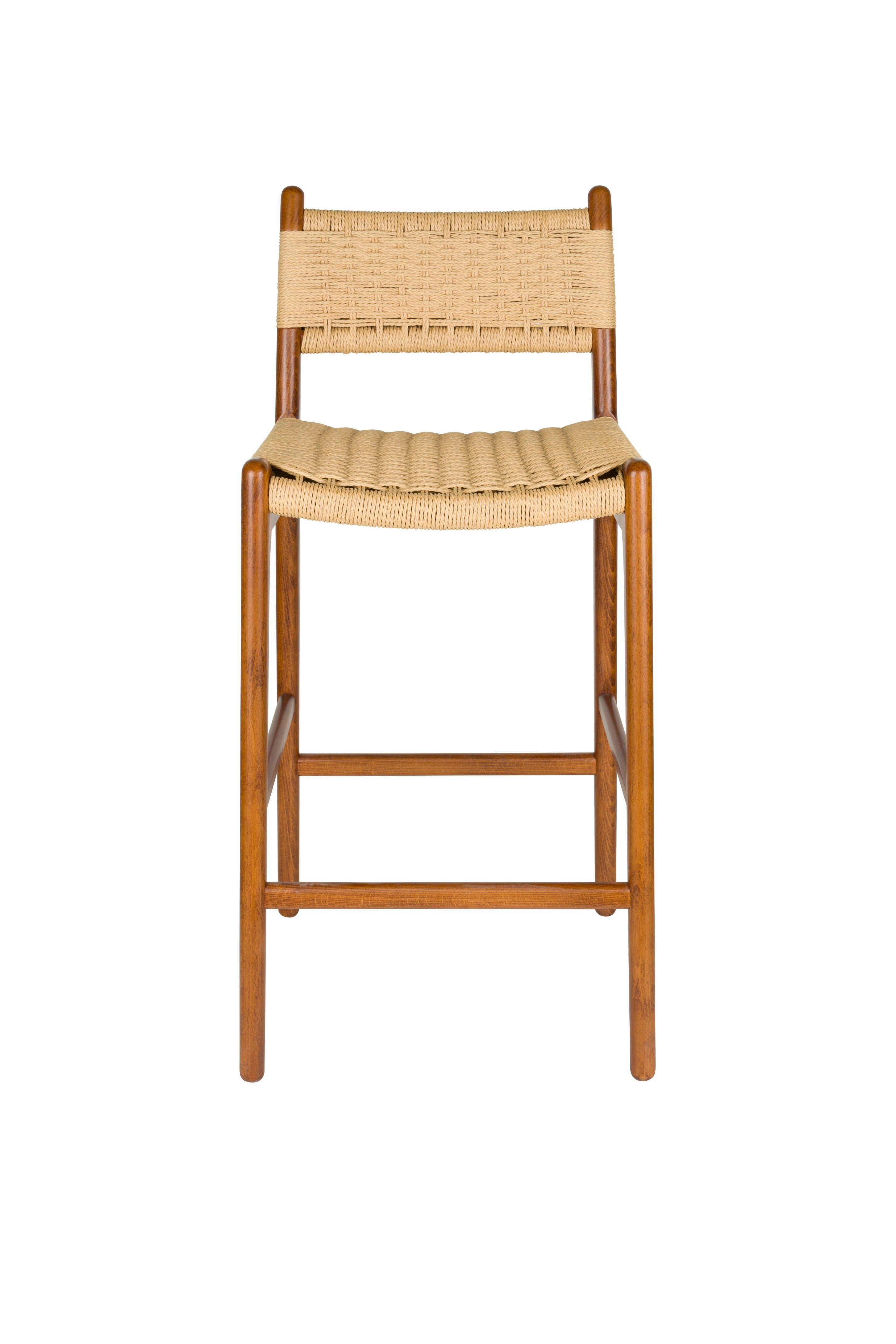 Hocker CECILE van beukenhout met notenhouten afwerking