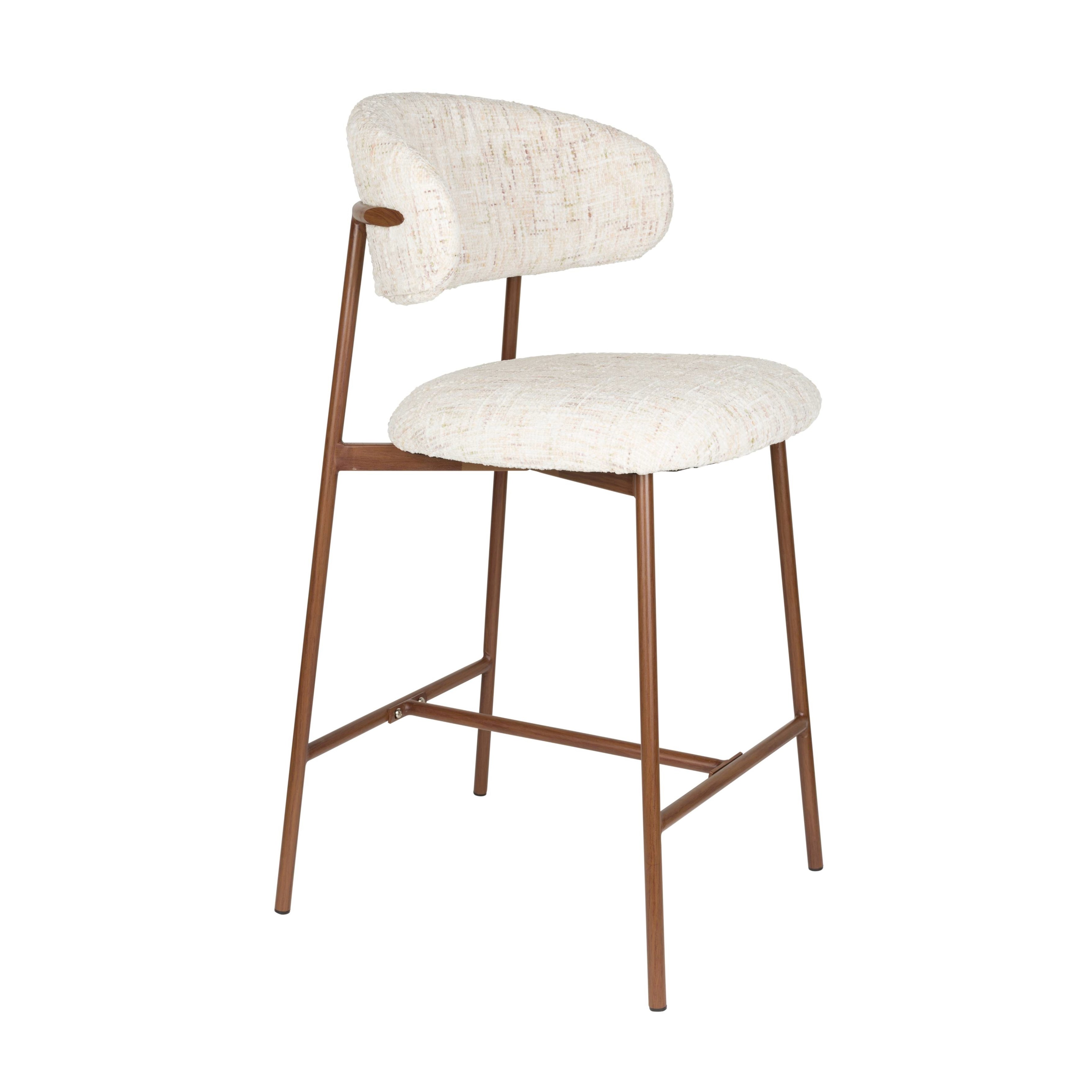 CLAES Bar Stool Light Beige Mélange with Brown Base