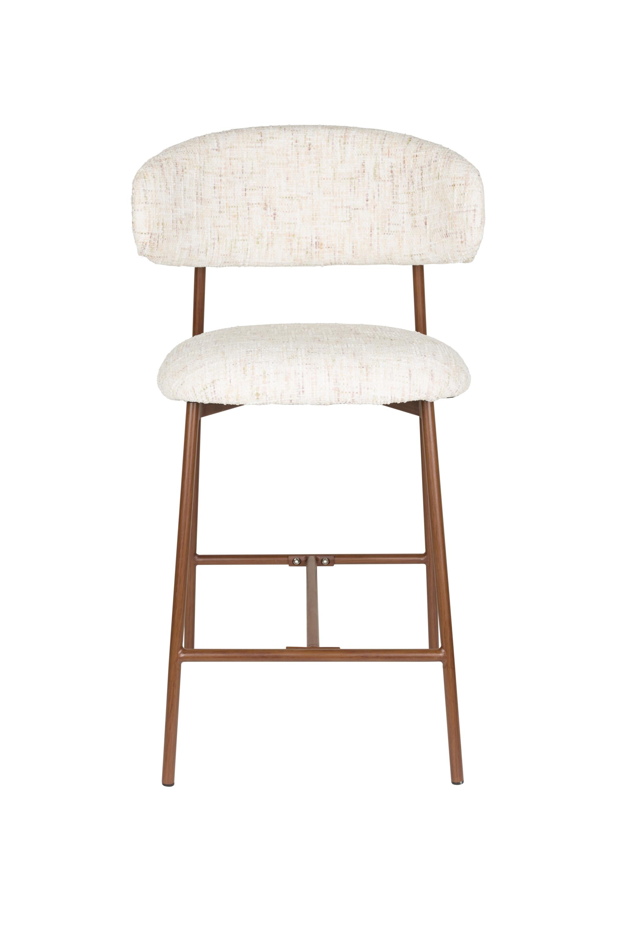 CLAES Bar Stool Light Beige Mélange with Brown Base