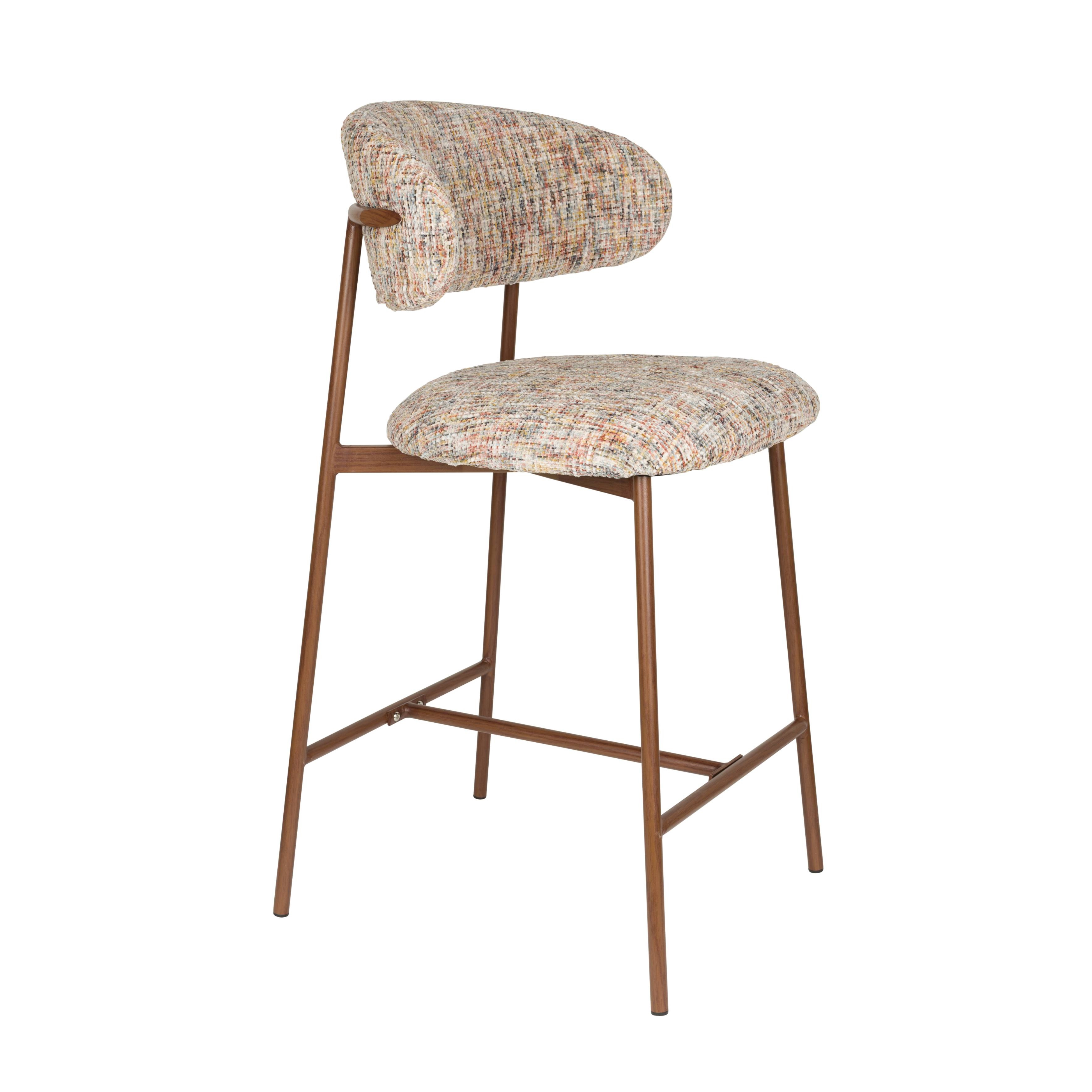 Barstuhl CLAES beige Melange mit braunem Gestell
