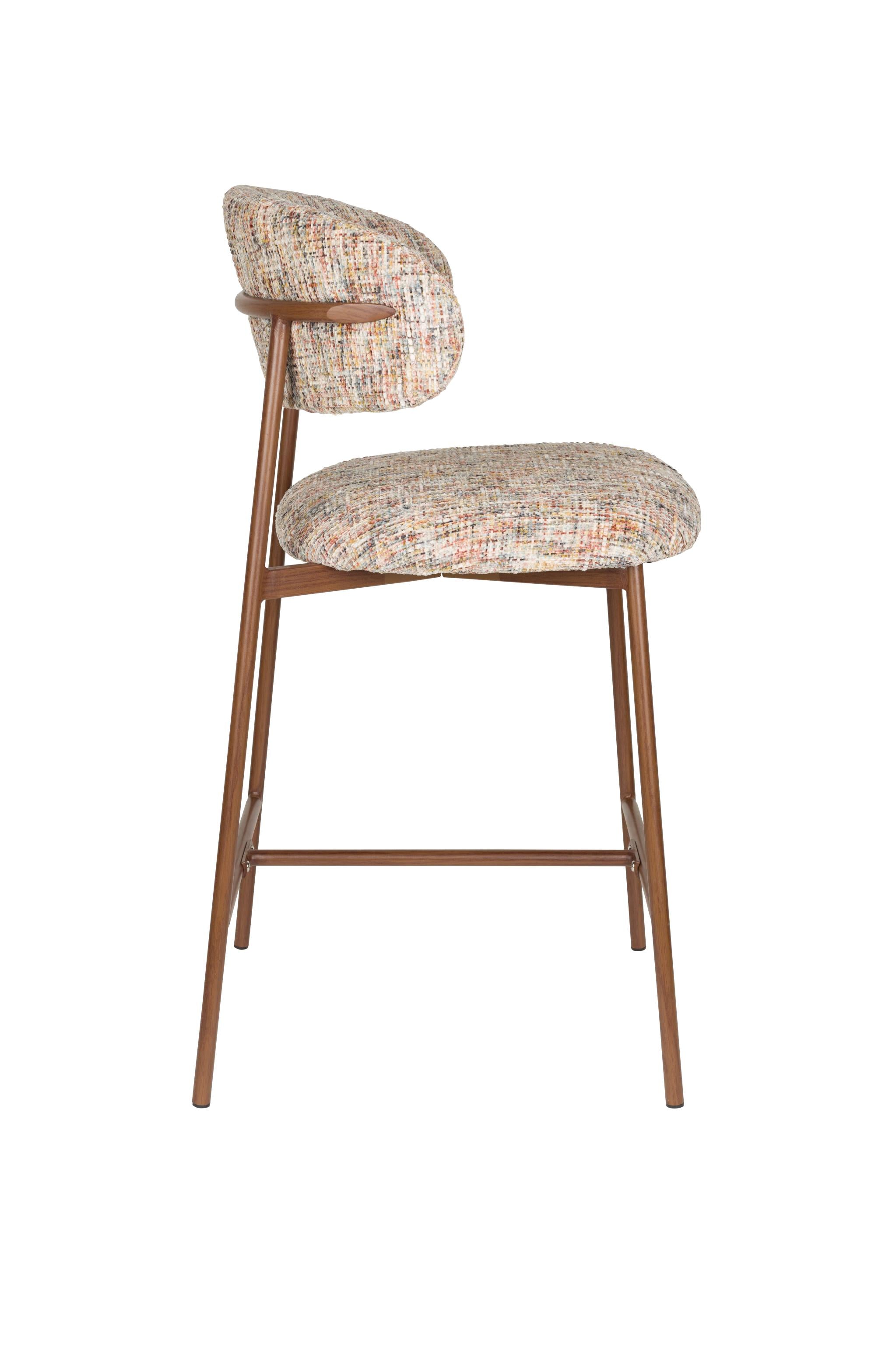 Barstuhl CLAES beige Melange mit braunem Gestell