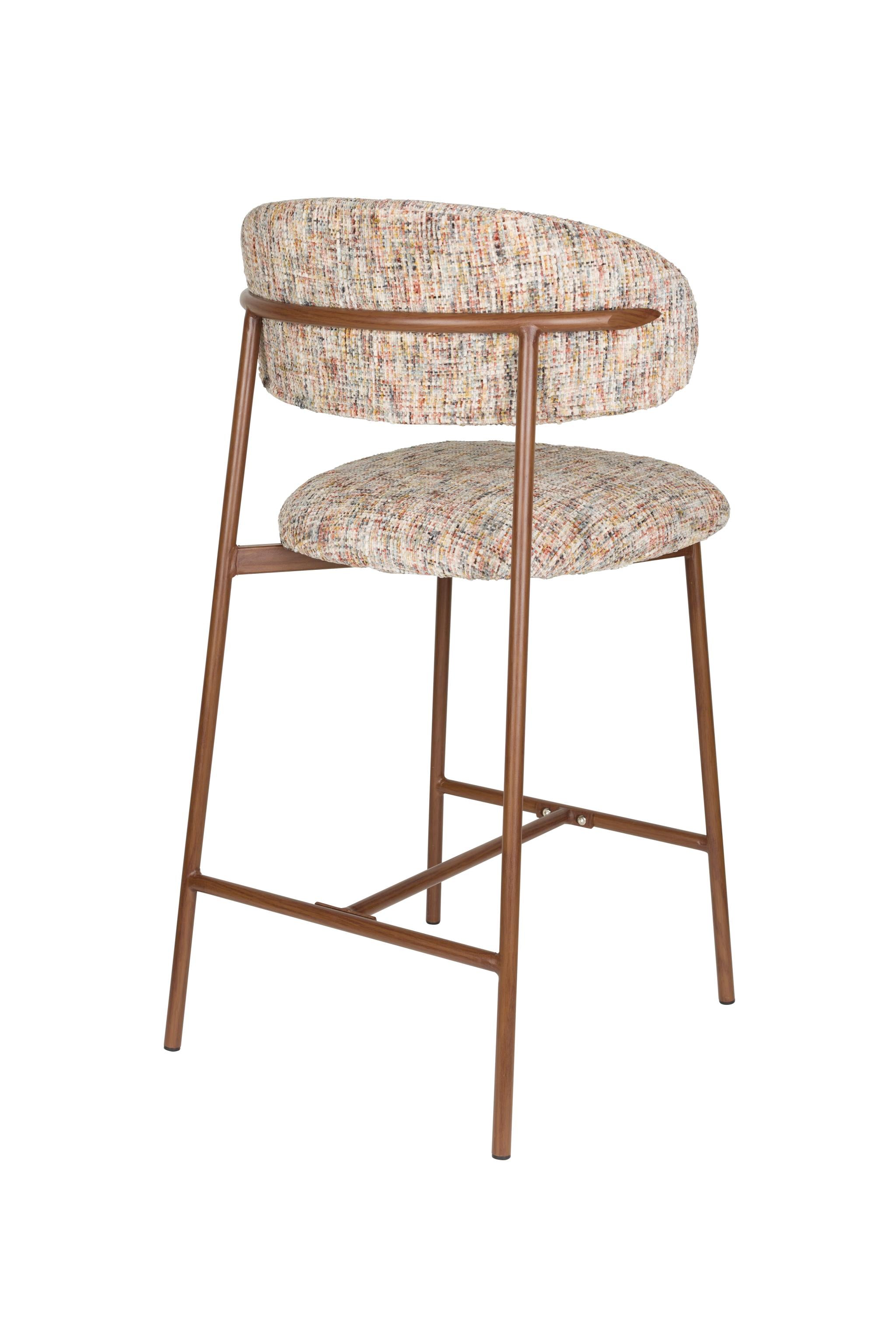 Barstuhl CLAES beige Melange mit braunem Gestell