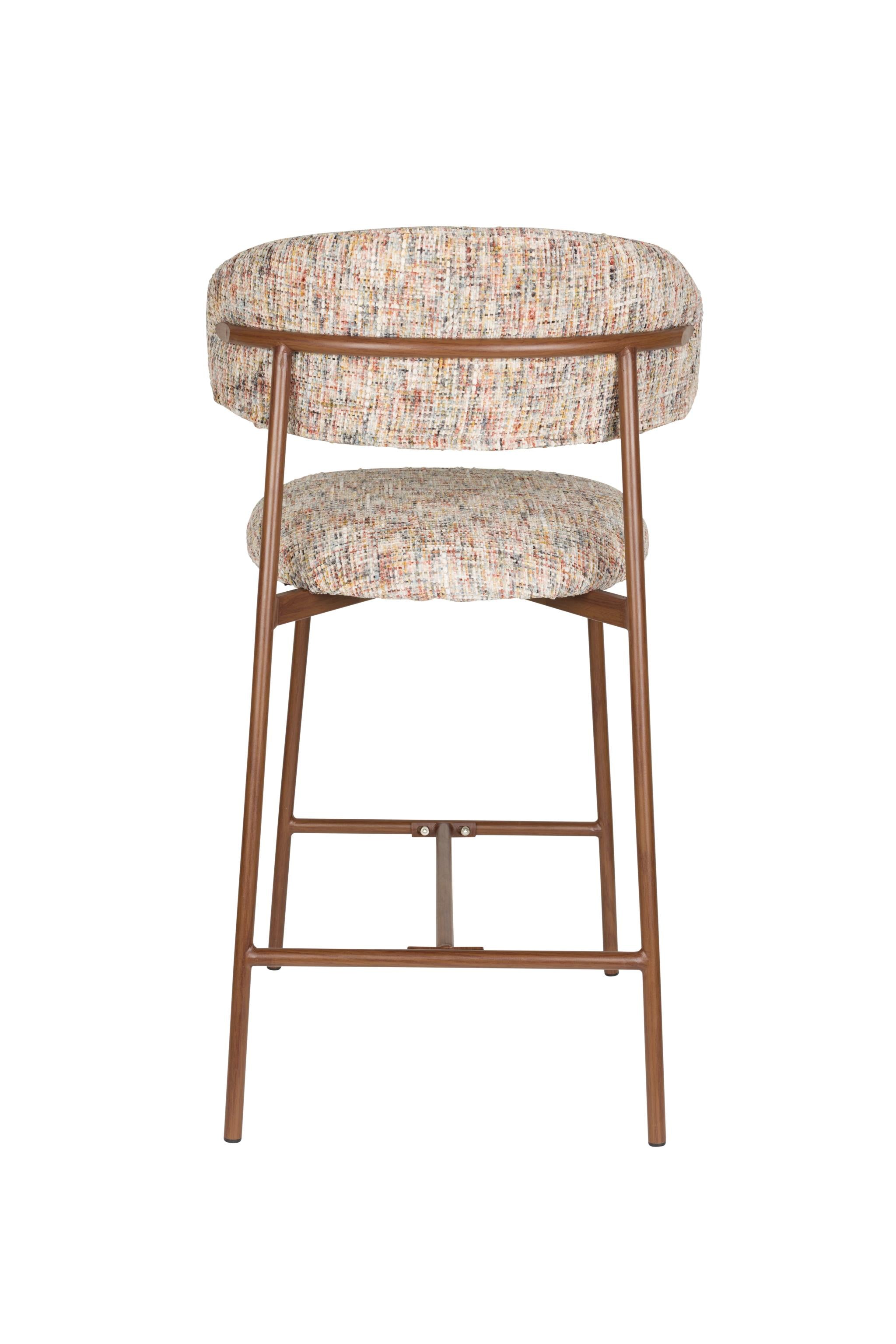 Barstuhl CLAES beige Melange mit braunem Gestell