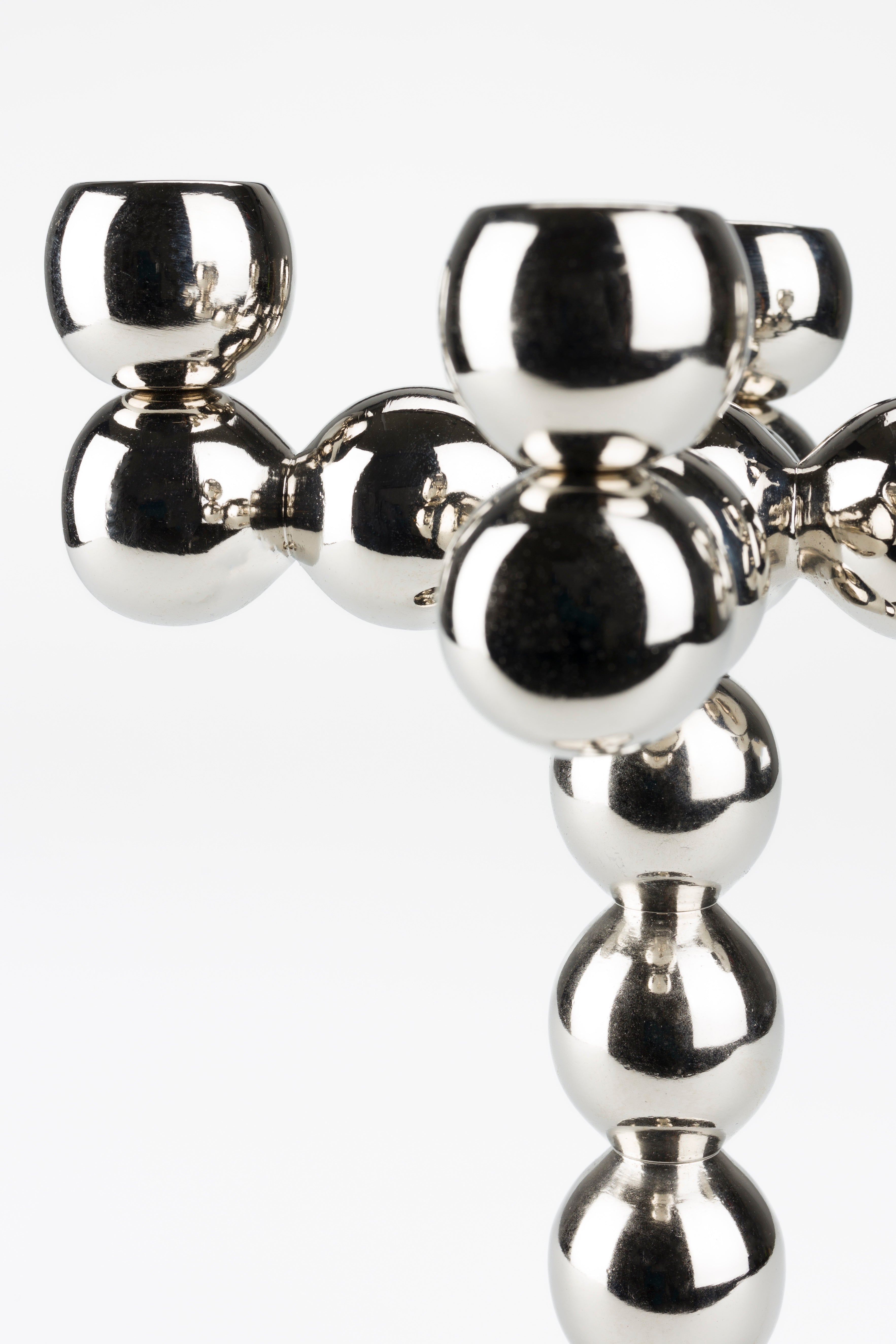 BUBBLES FOUR Silver Candle Holder