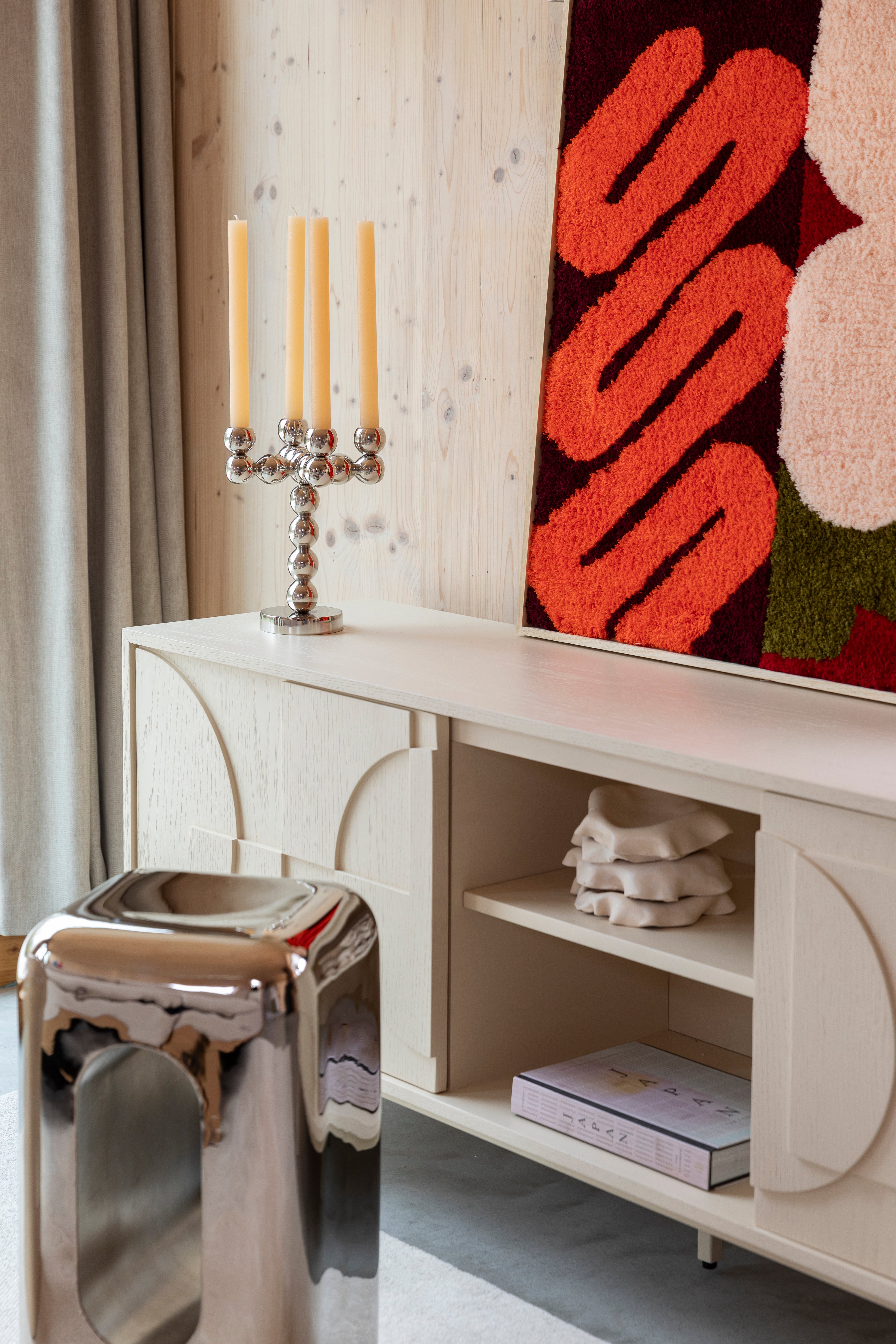 BUBBLES FOUR Silver Candle Holder