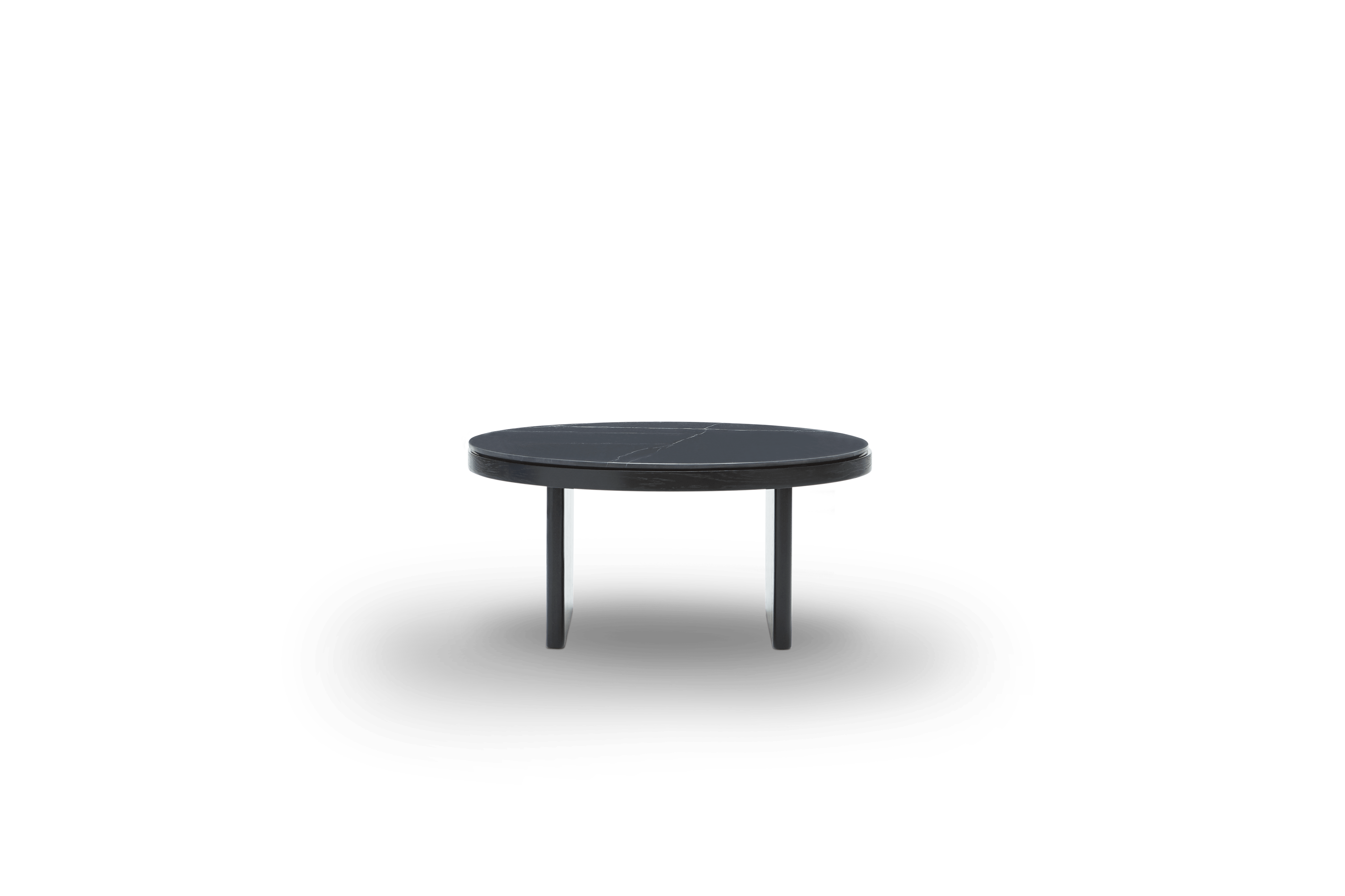 ANZA black coffee table with oak veneer and black marble