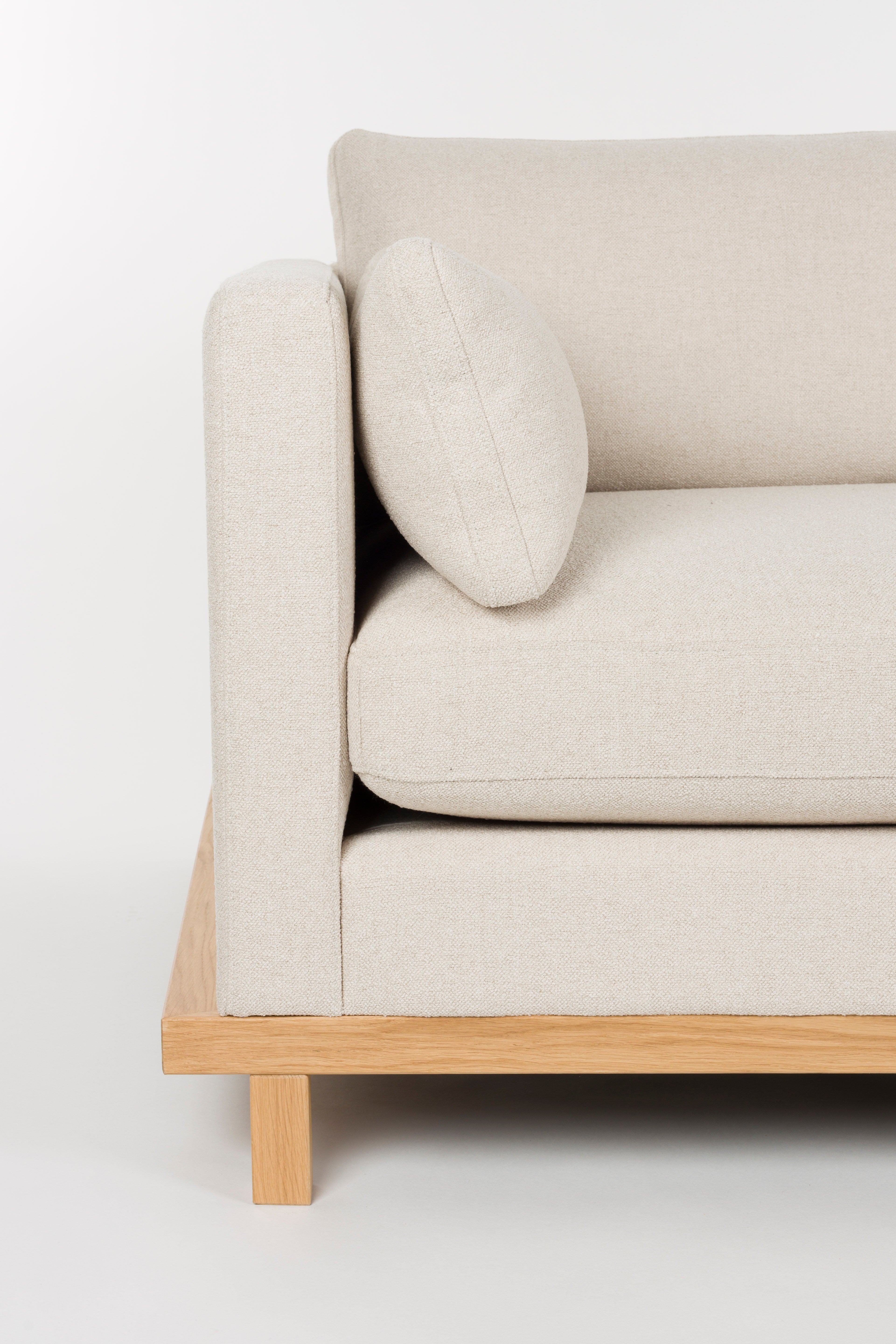 Sofa 3-zits BLOSSOM beige met houten basis