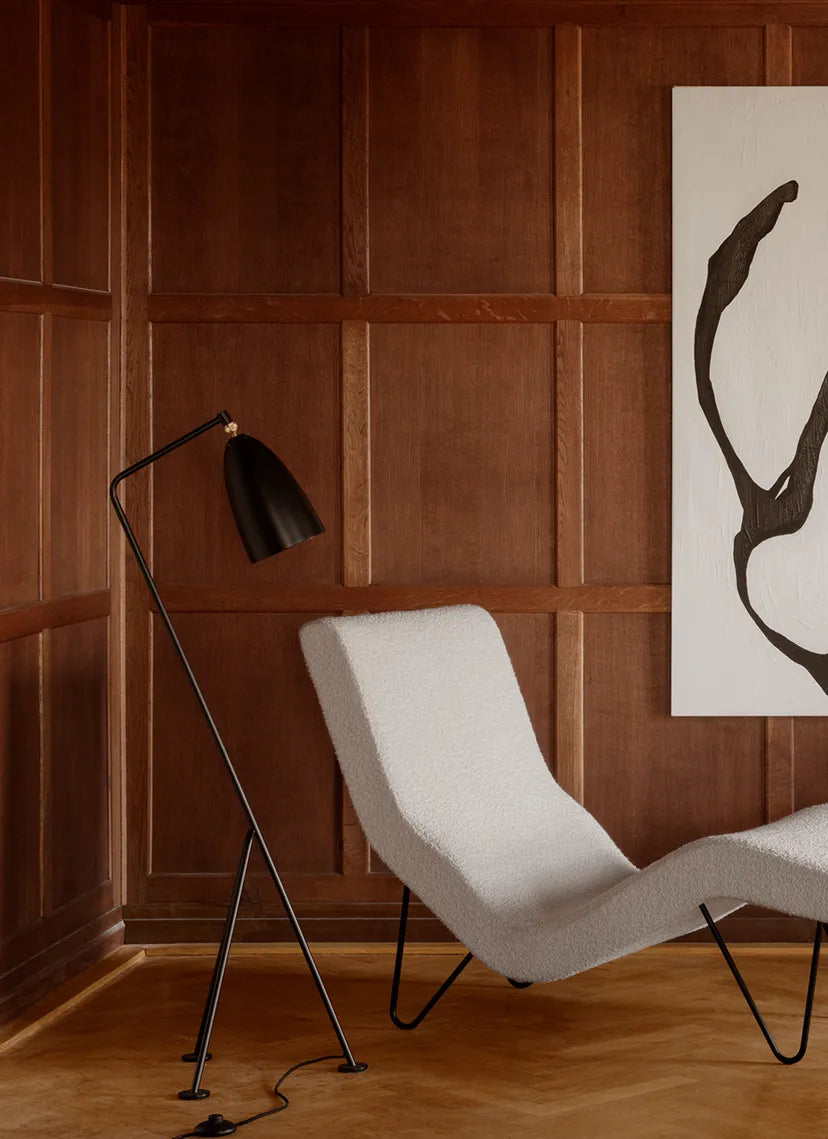 Grijze driepotige leeslamp GRÄSHOPPA