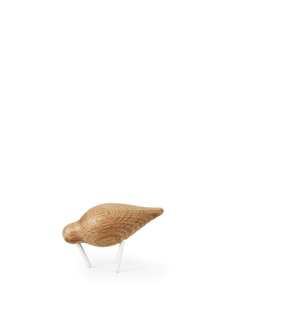 Figurka SHOREBIRD dąb z białymi nóżkami – drewno dębowe i metal