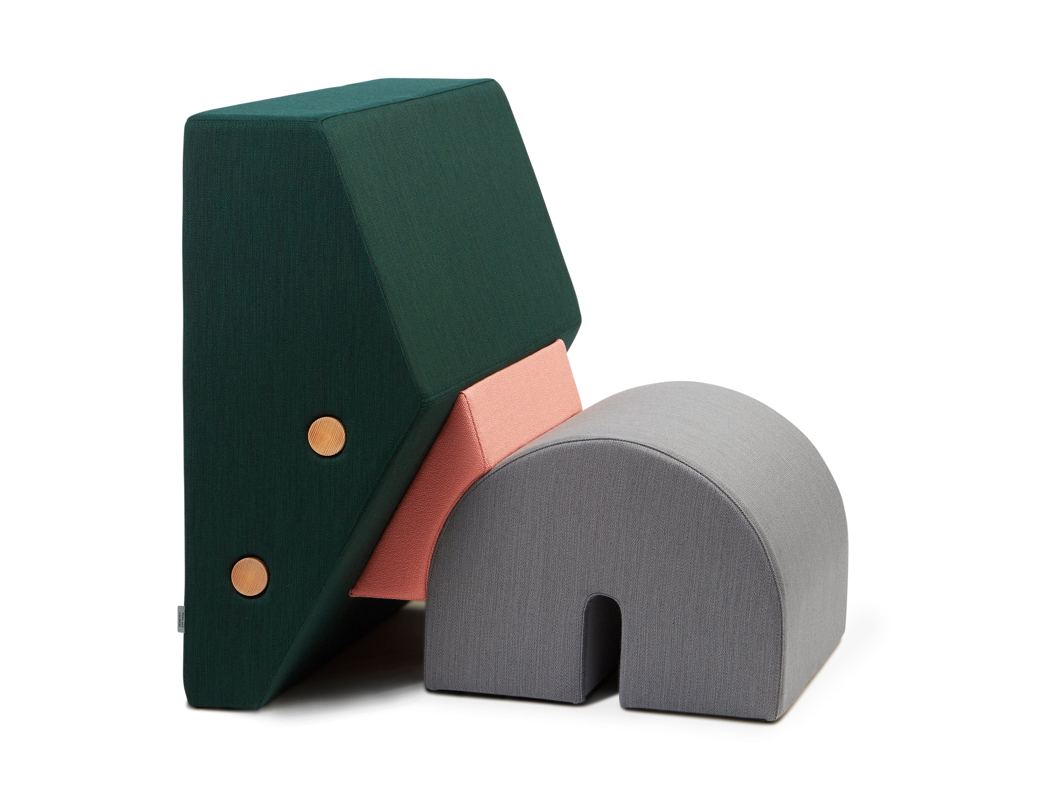 KEYSTONE armchair in green with pink and gray
