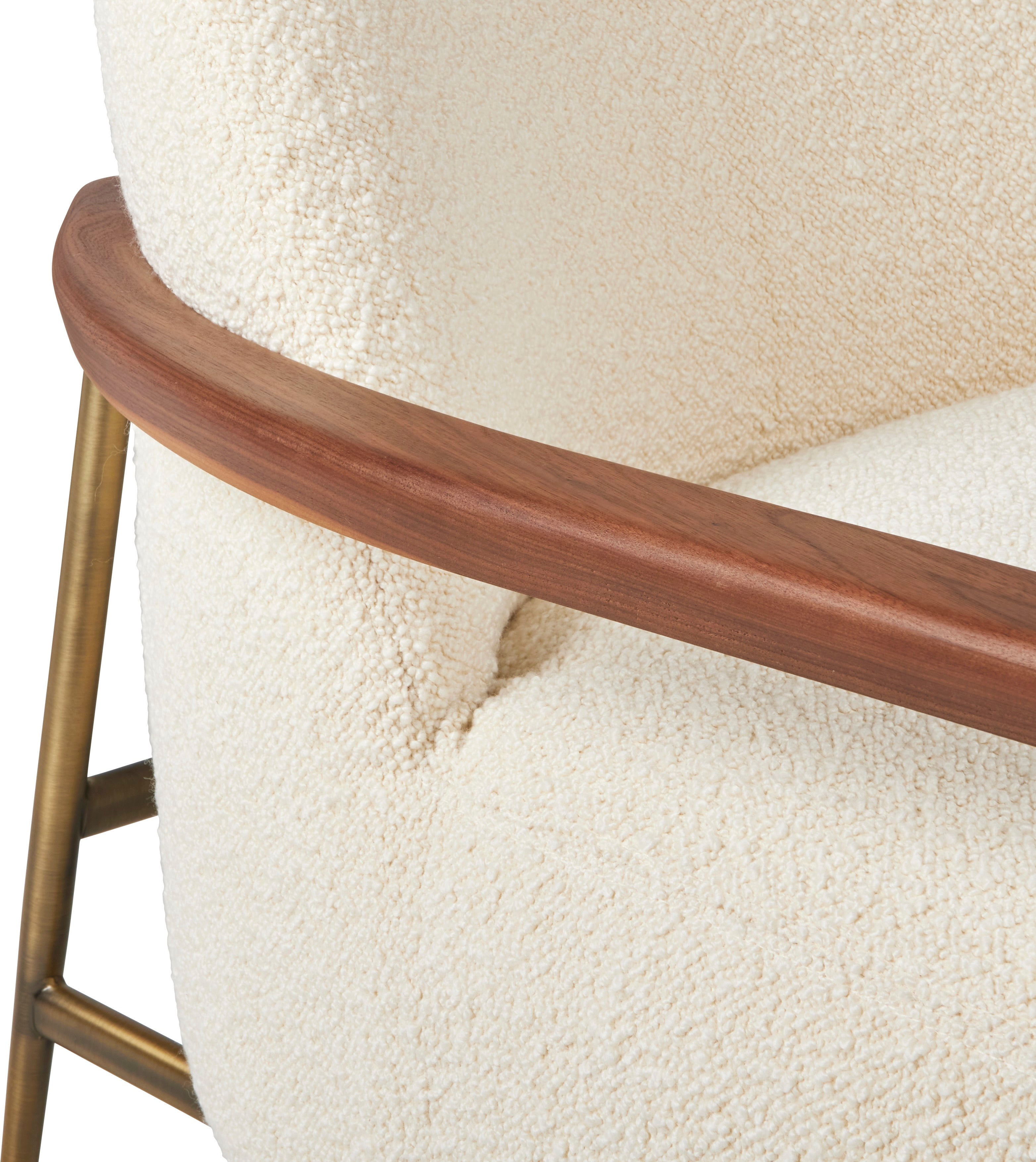 Gestoffeerde SEJOUR fauteuil met bronzen basis