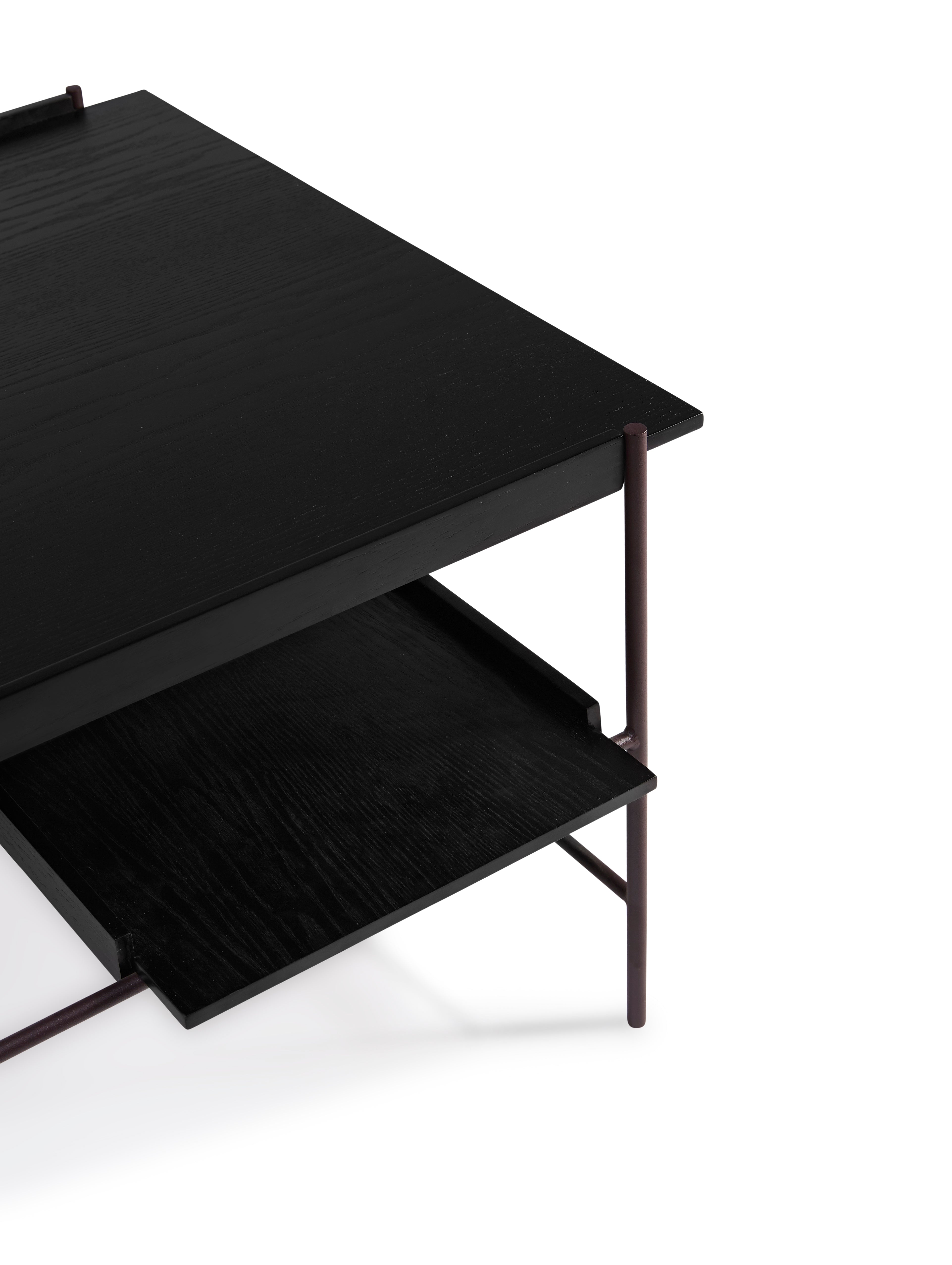 KANSO Black Coffee Table with Purple Base